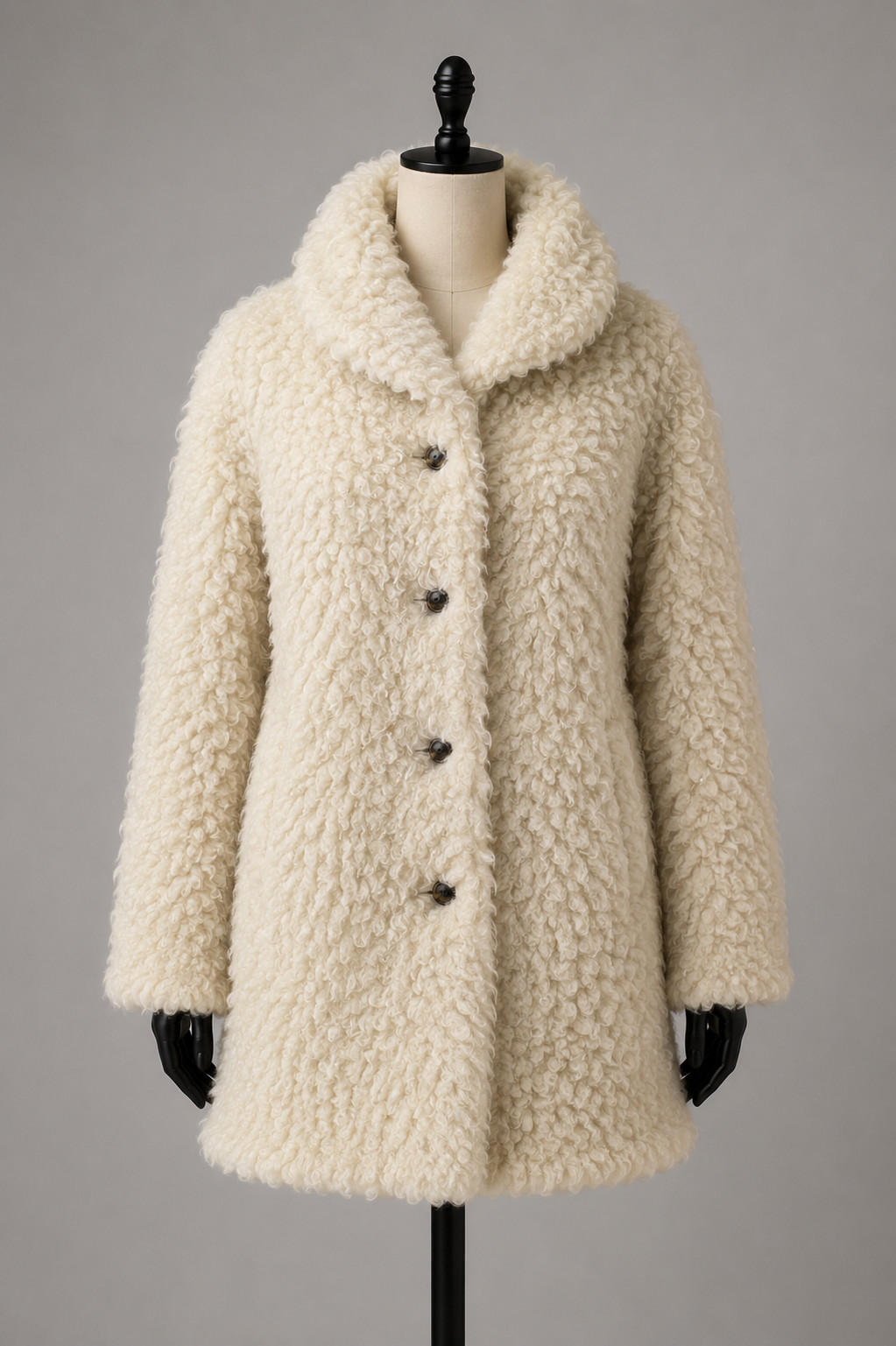 1970s Mongolian Curly Lamb Shearling Fur Coat, XS 4-6