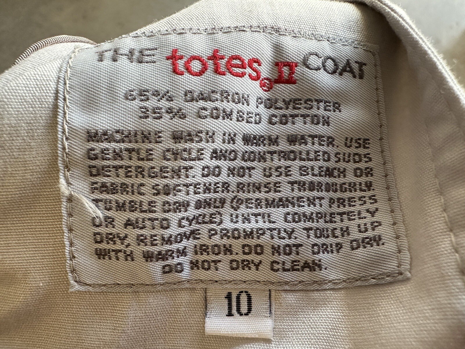Vintage The Totes II Silver Dacron Polyester & Combed Cotton Trench Coat Size 10