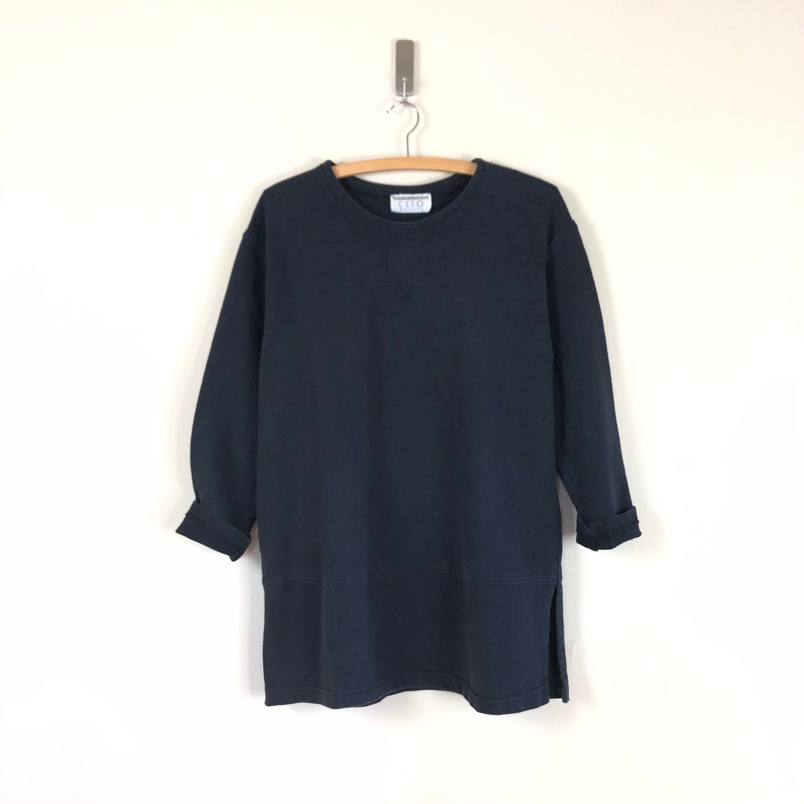 vintage 90s minimal tunic sweatshirt knit top linen minimalist grunge boho