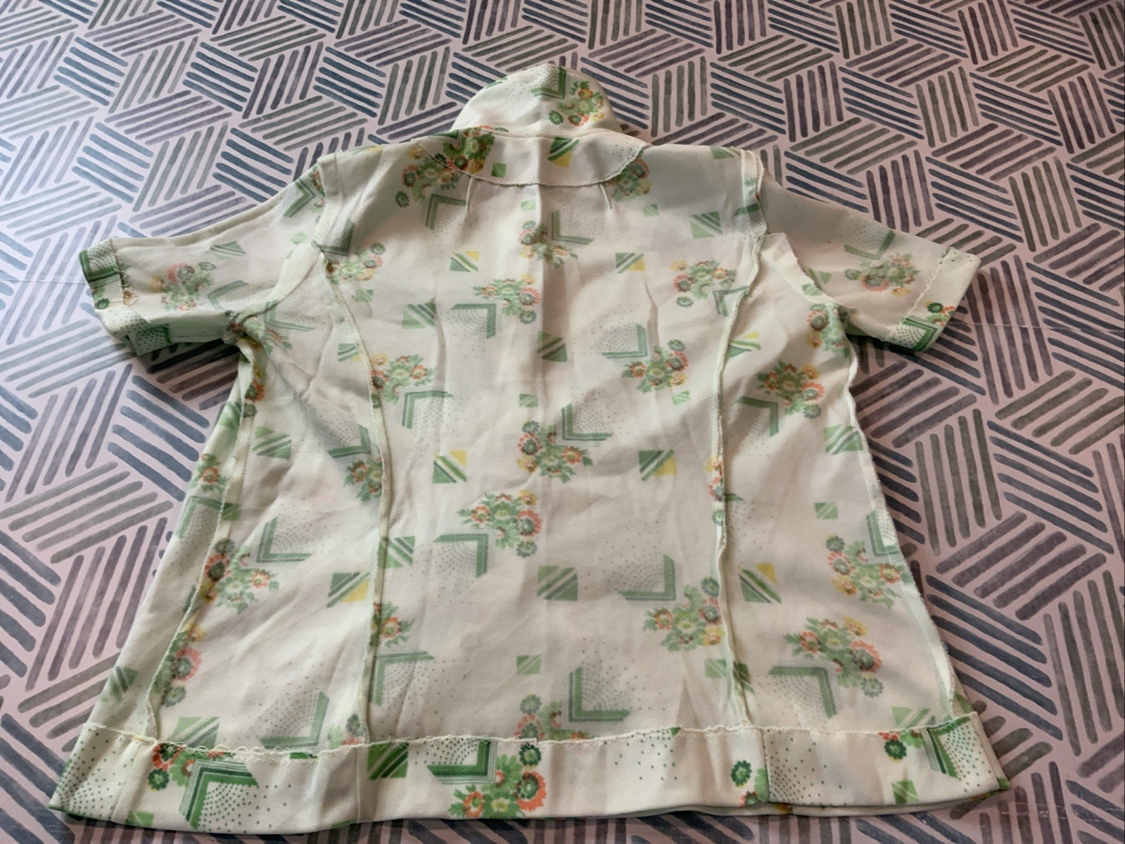 Vintage 50s Style Women’s Collar Button Up Shirt Homemade Light Green Sz 12
