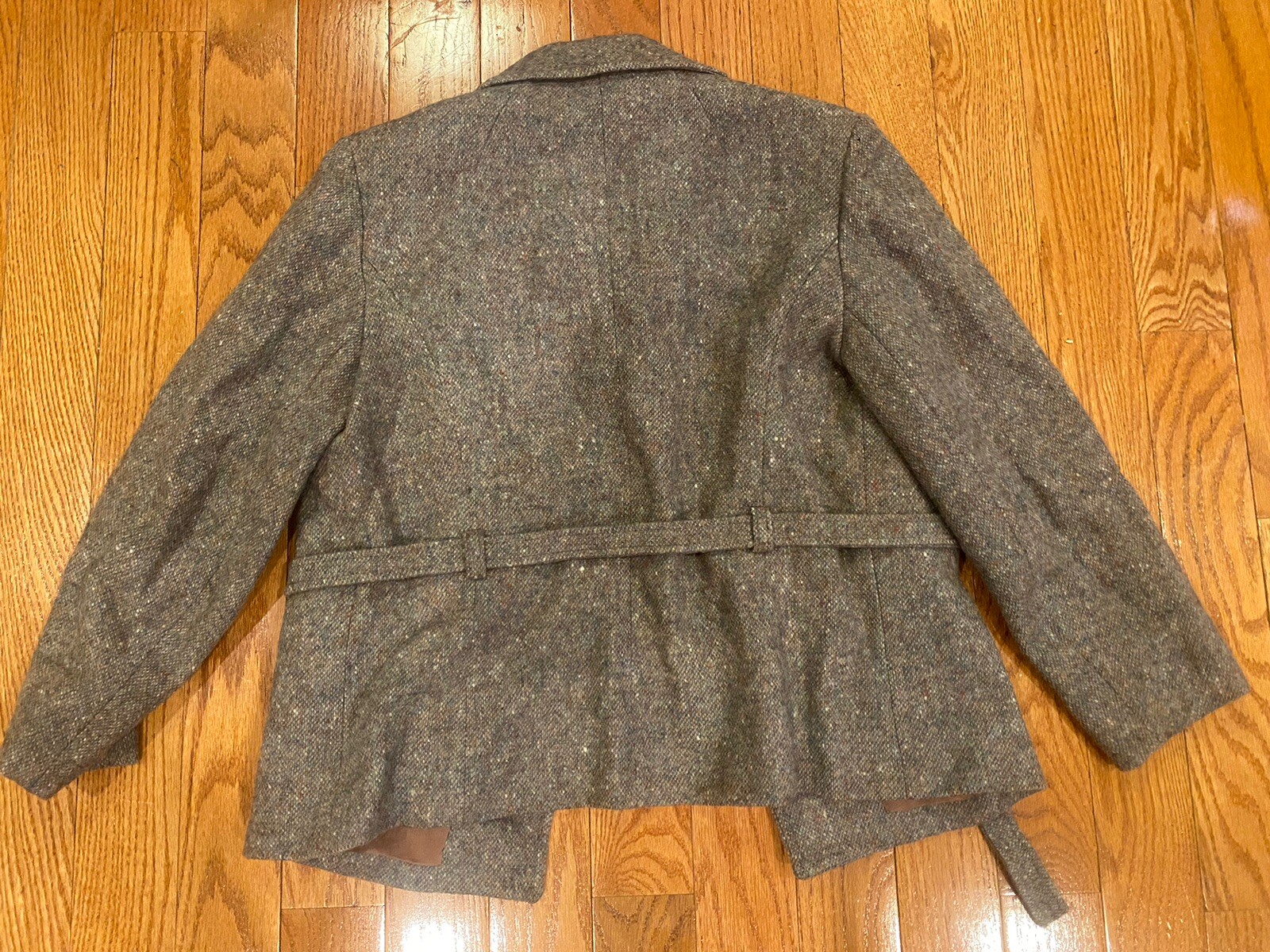 Vintage Jimmy Hourihan of Dublin Tan/Gray/Orange Wool Blazer With Belt Ireland S