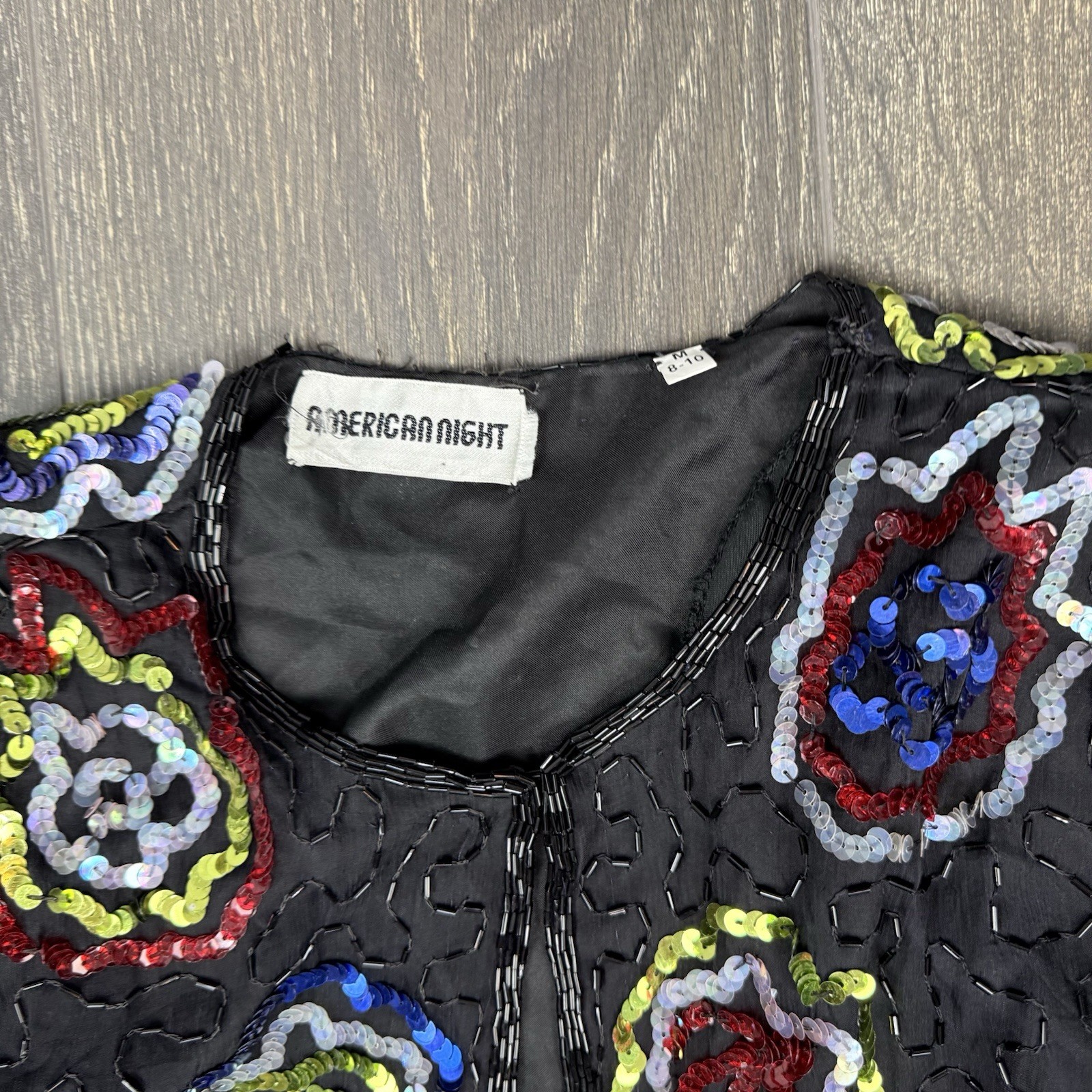SEQUIN FLOWER POWER JACKET AVANT GARDE NEW WAVE RAVE CLUB DIVA MEDIUM
