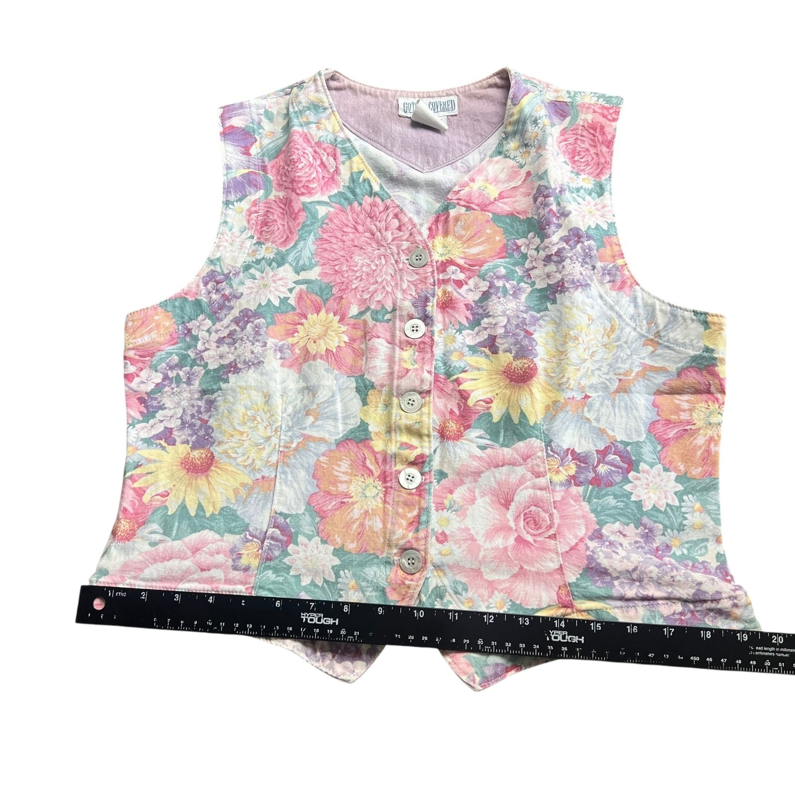 Gotcha Covered Vintage Floral Vest Pink Cotton Granny Core Made in USA Small