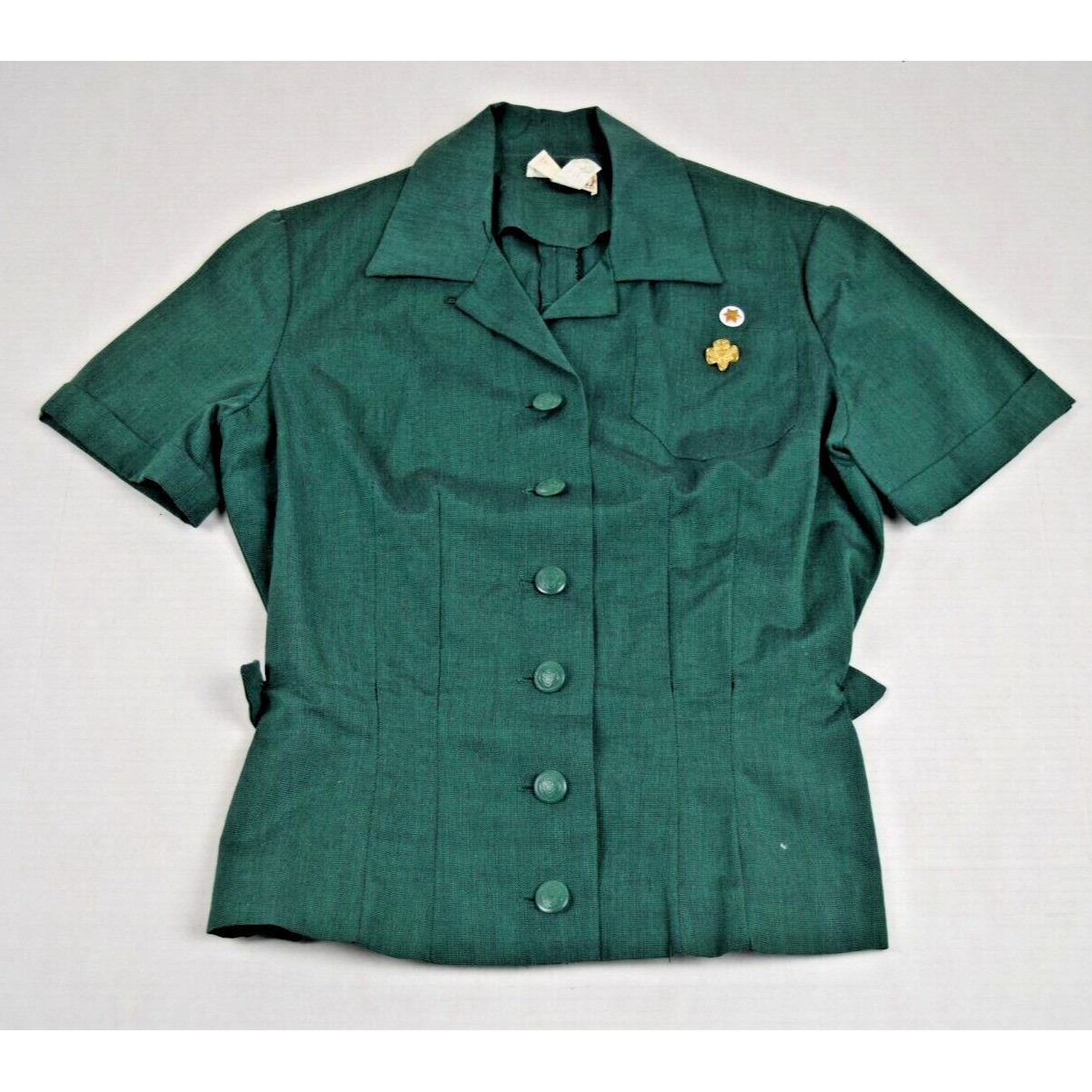 Vintage Girl Scouts Shirt Size XS 50s Leaf Green Sanforized Cotton Made USA