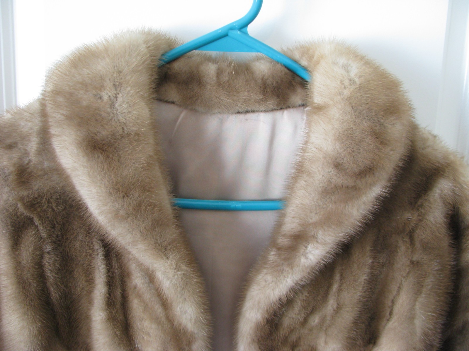 Vtg 1950s 60s Mink Fur Stole w/Tails Champagne Blonde Wedding Wrap Cape Coat R7