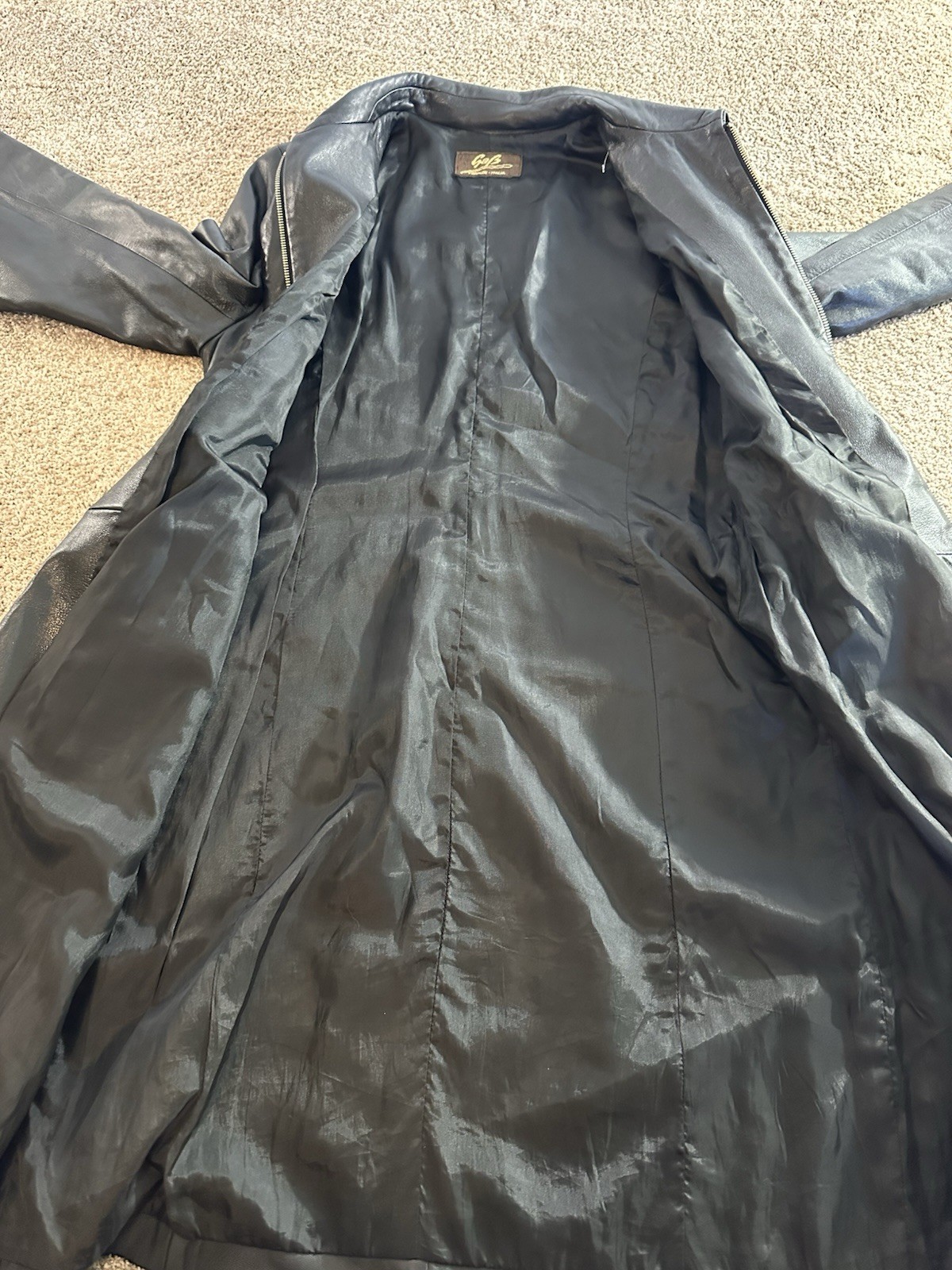 GAB Vintage Italian Black Leather Belted Jacket -Very Soft – 42 Firenze Italia