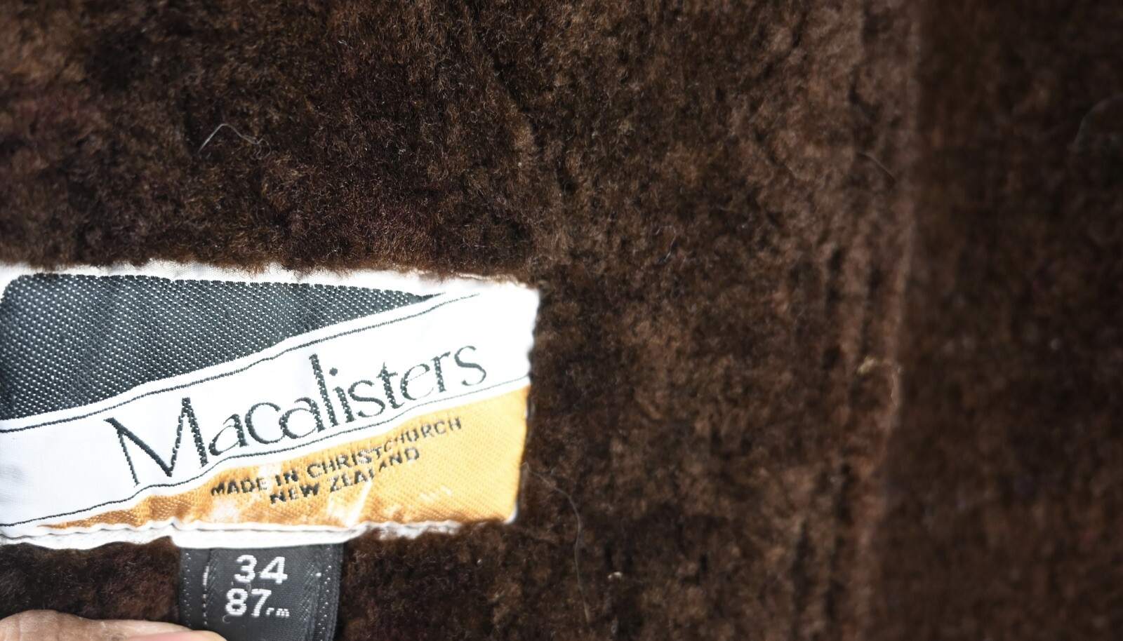 Vintage Macalistars Goldrush sueded shearling jacket in cocoa brown size 34/UK12