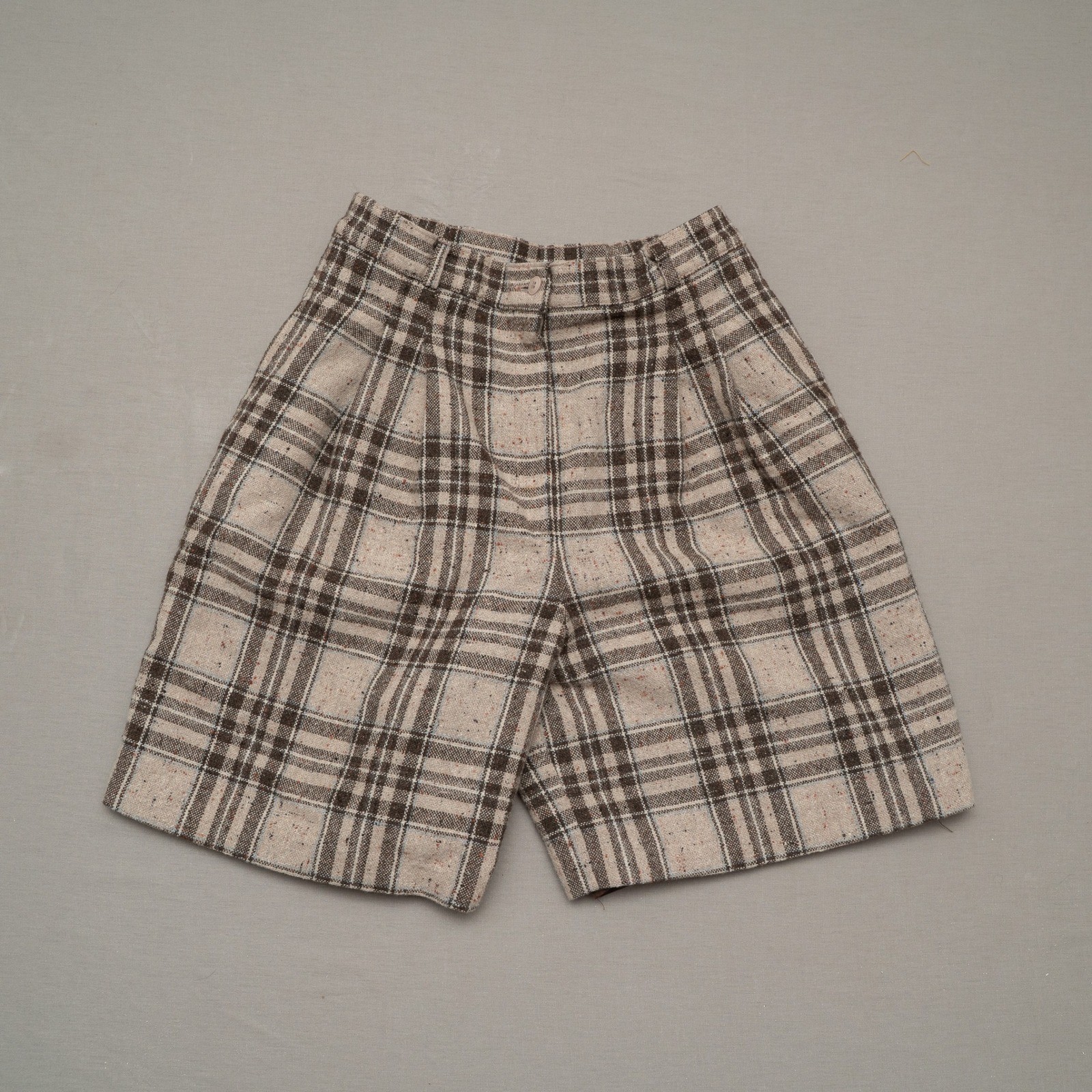 Vintage Our Petites by Tan Jay High Waist Tartan Plaid Rayon Wool Blend Shorts 8