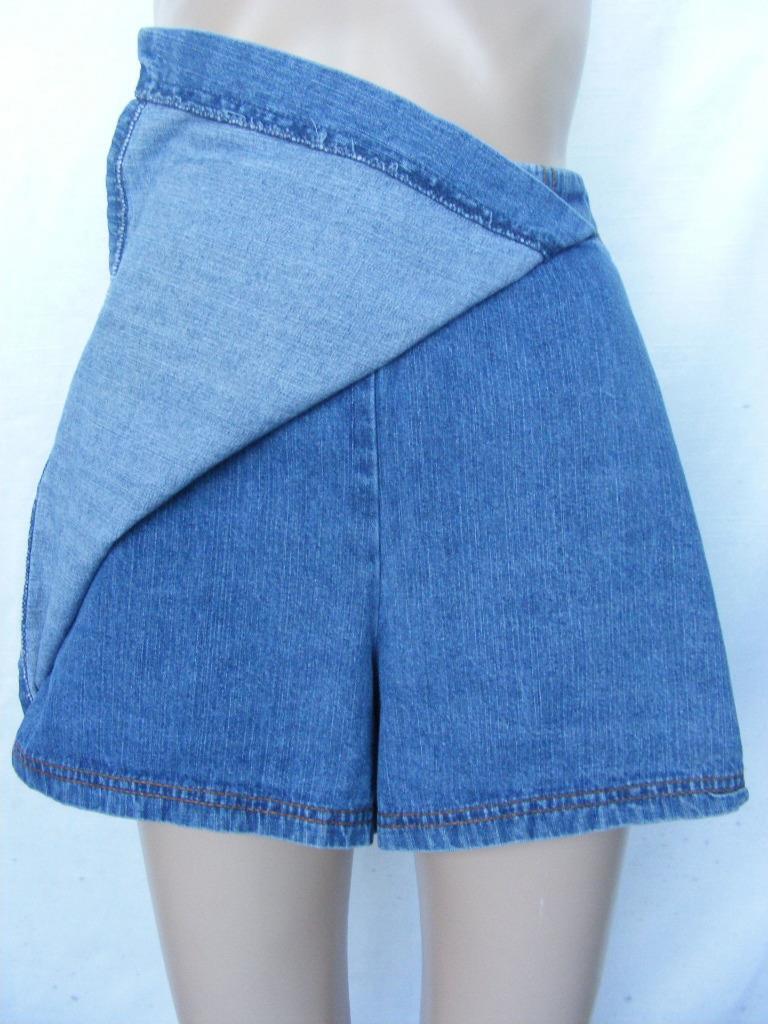 Born In America Skirt Shorts Denim Skort Blue Jeans 34″ Waist 13/14 Vintage USA