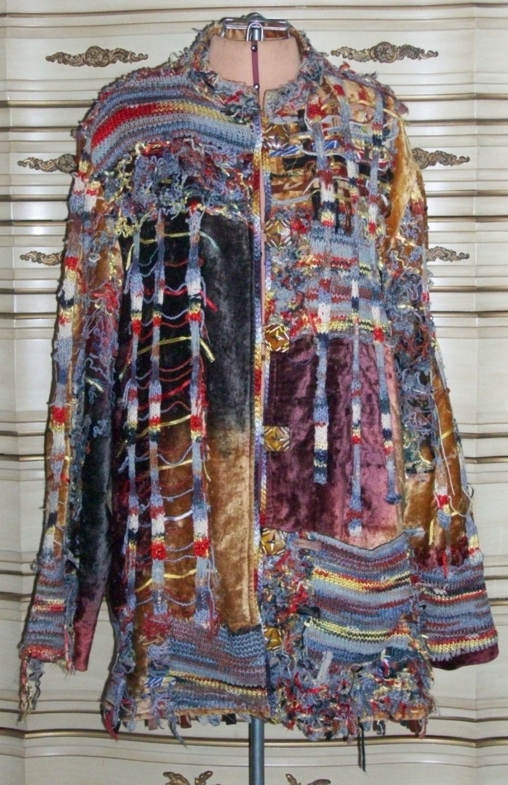 Vintage Designer SANDY STARKMAN Women’s Boho Mixed Media Cotton Rayon Jacket XL