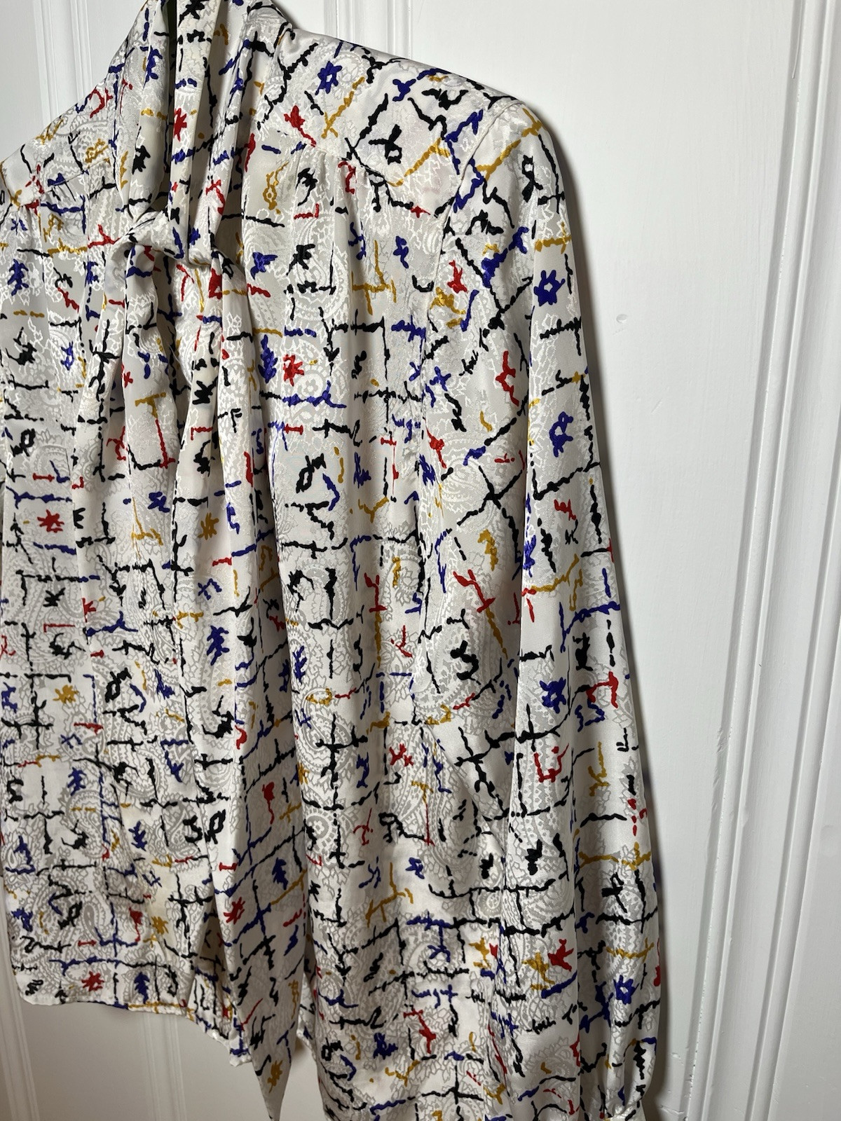 Vintage Alfred Dunner 70s 80s Shirt Size 12 Tie Primary Colors Retro Design