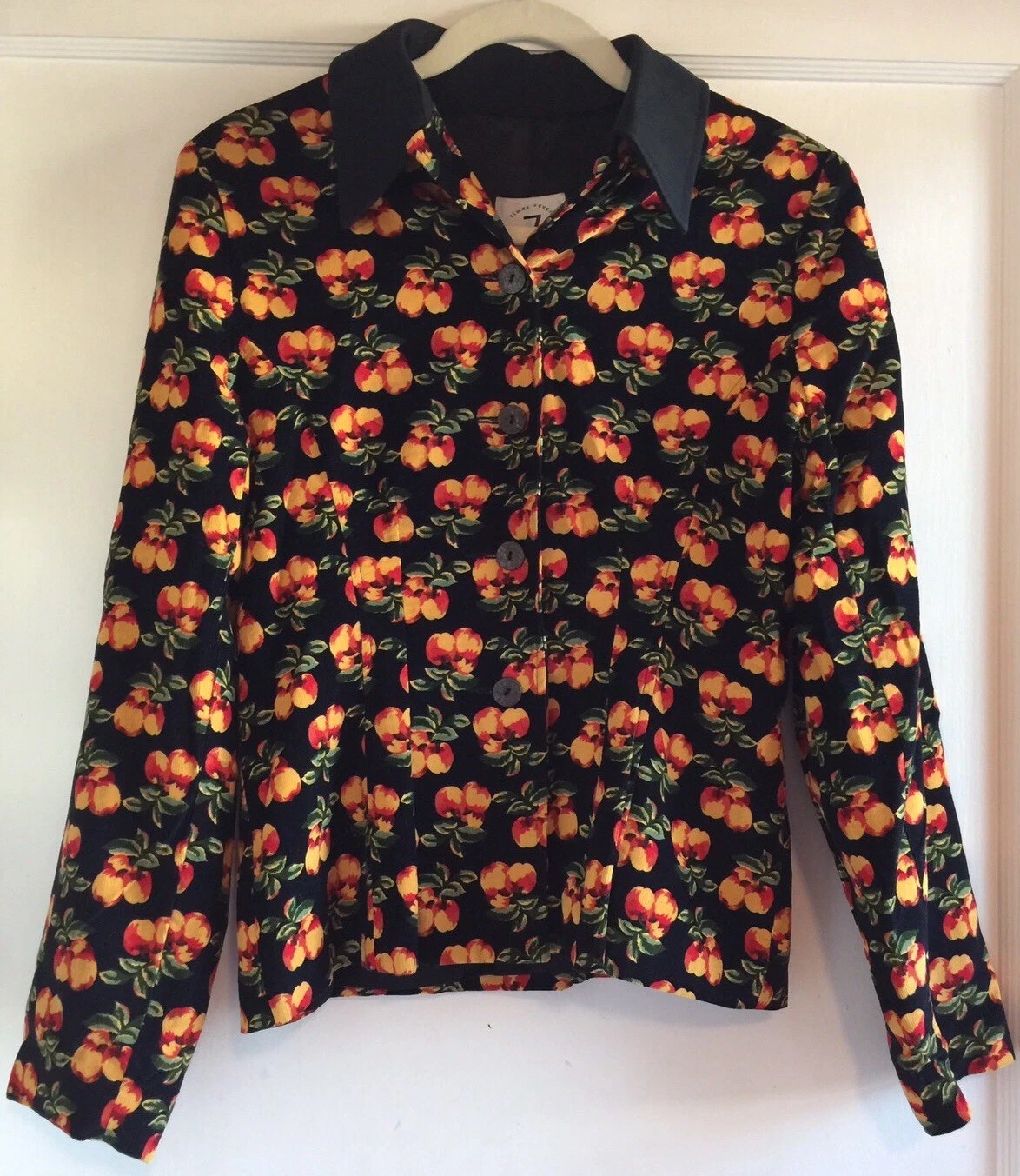Vtg 90’s Todd Oldham Times Seven 7 Peach Print Corduroy Top Shirt Jacket Size M