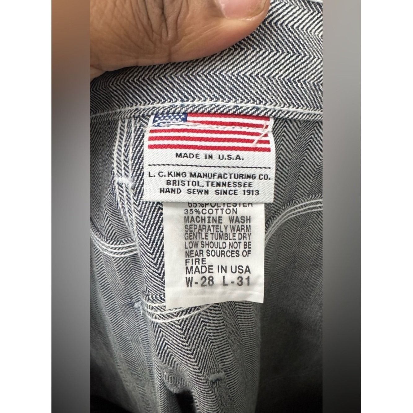 Vintage Deadstock 1970s Pointer Hickory Striped Denim Carpenter Jeans 28X31