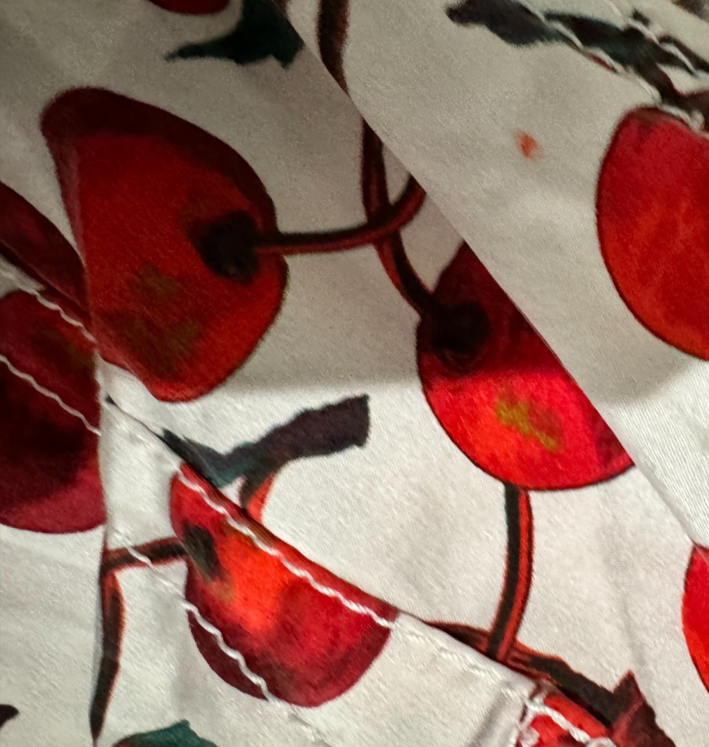 Vintage Dolce & Gabbana pants white red 46 Cherry Silk Satin trousers low rise