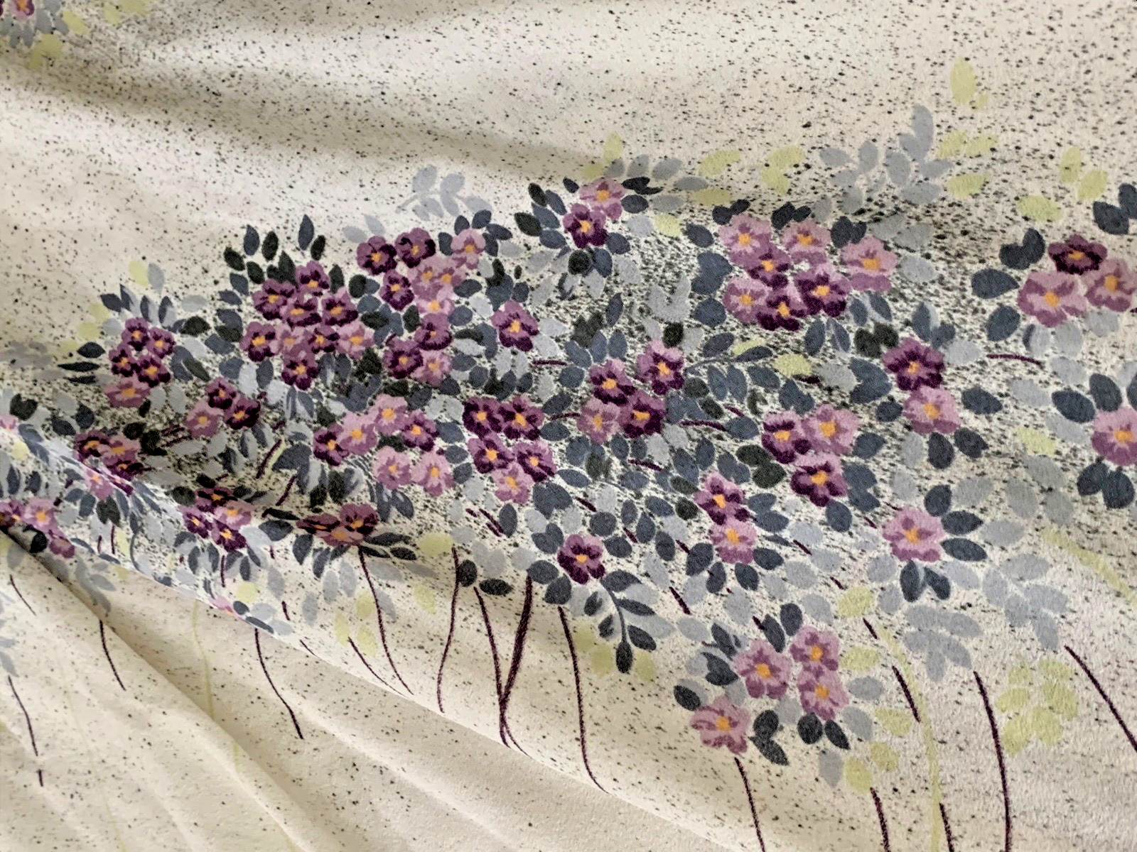 Cinch Neck Maxi Night Gown Cottage Prairie Vintage Lavender Floral 1960s Size L