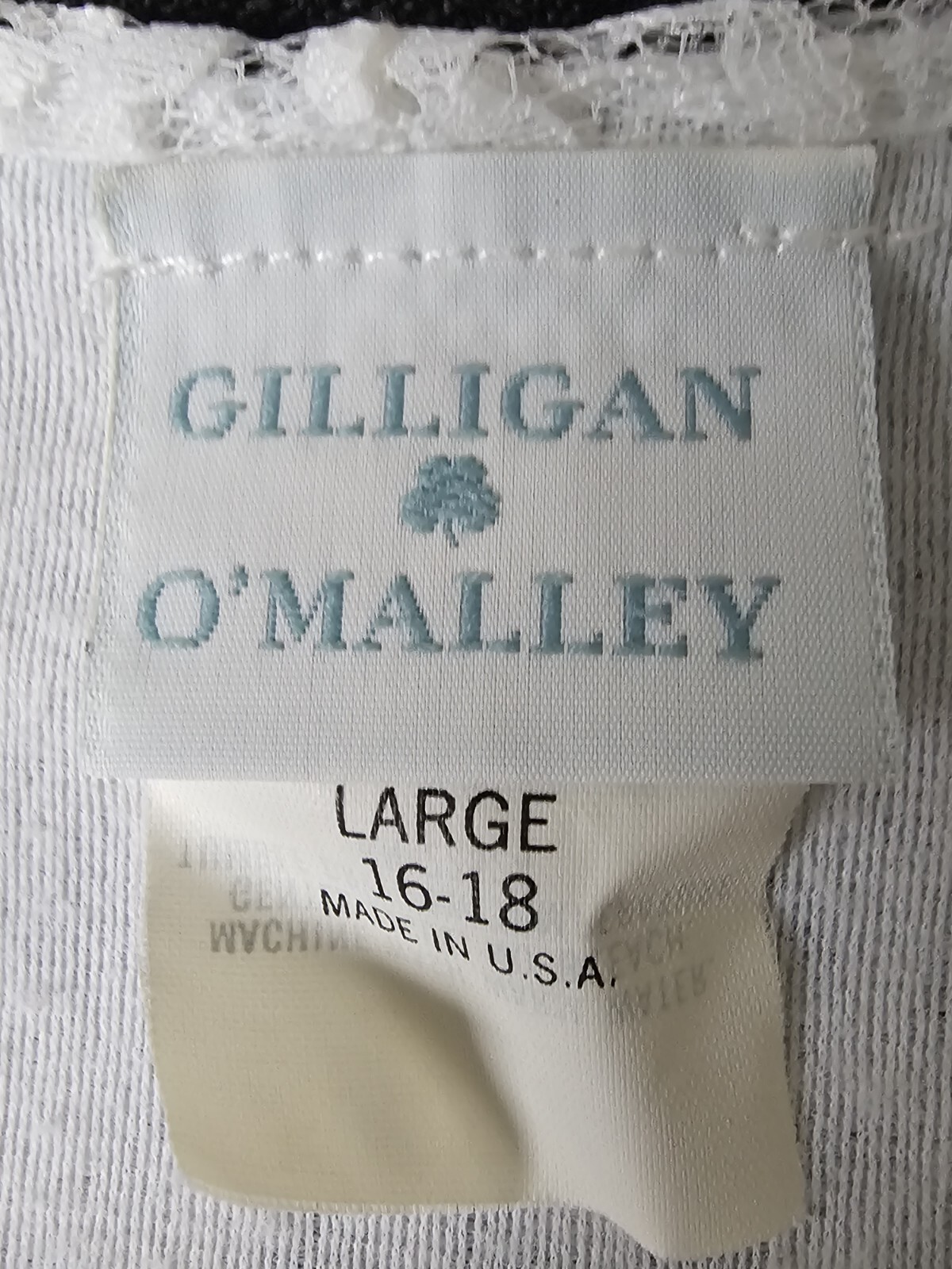 Vintage Gilligan O’Malley White Long Nightgown Soft Brushed Lace V-Neck L 16-18