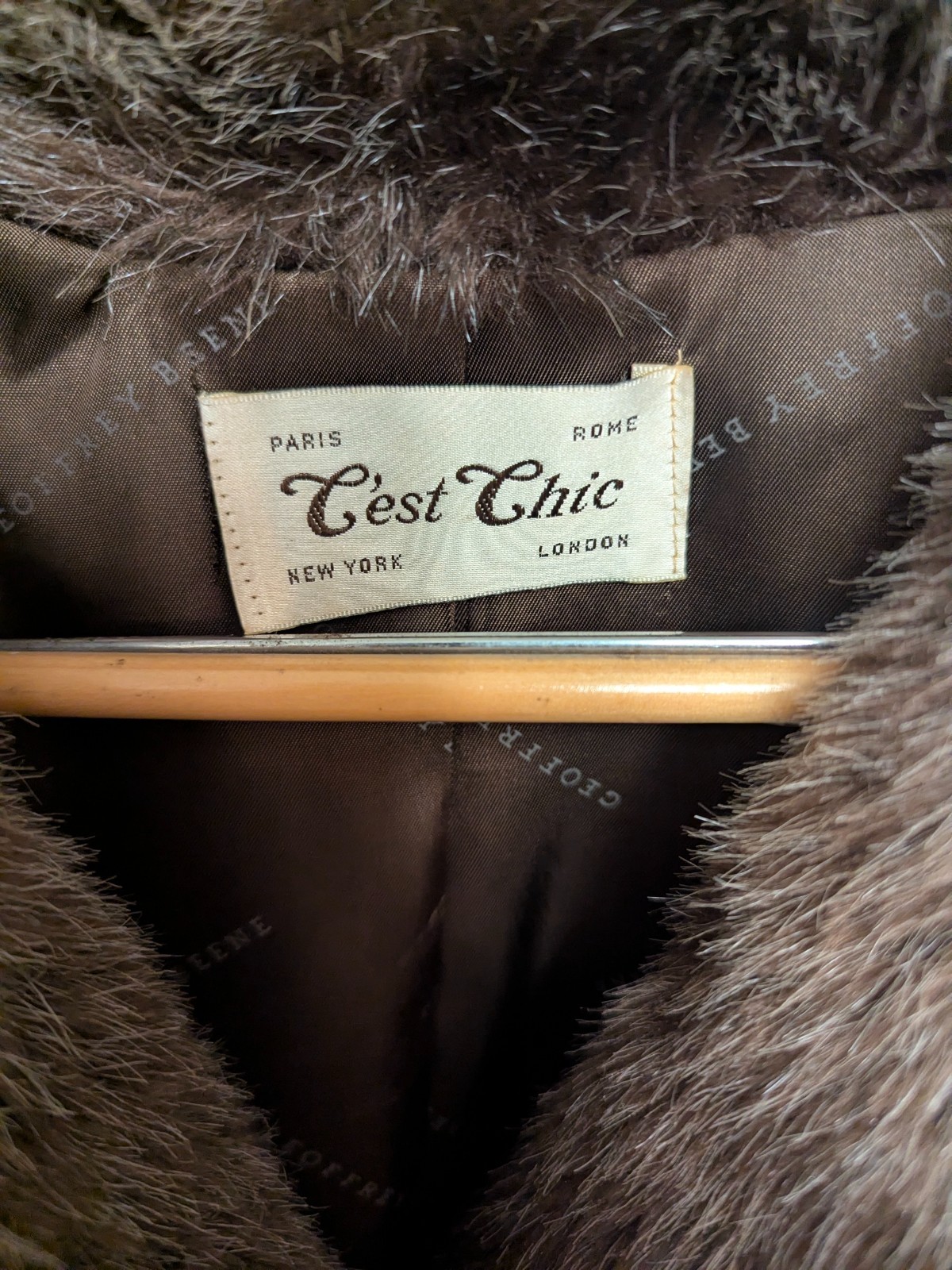 Vintage Faux Fur Shawl Collar Style Coat with Luxuriously Soft Multi-Tone Browns