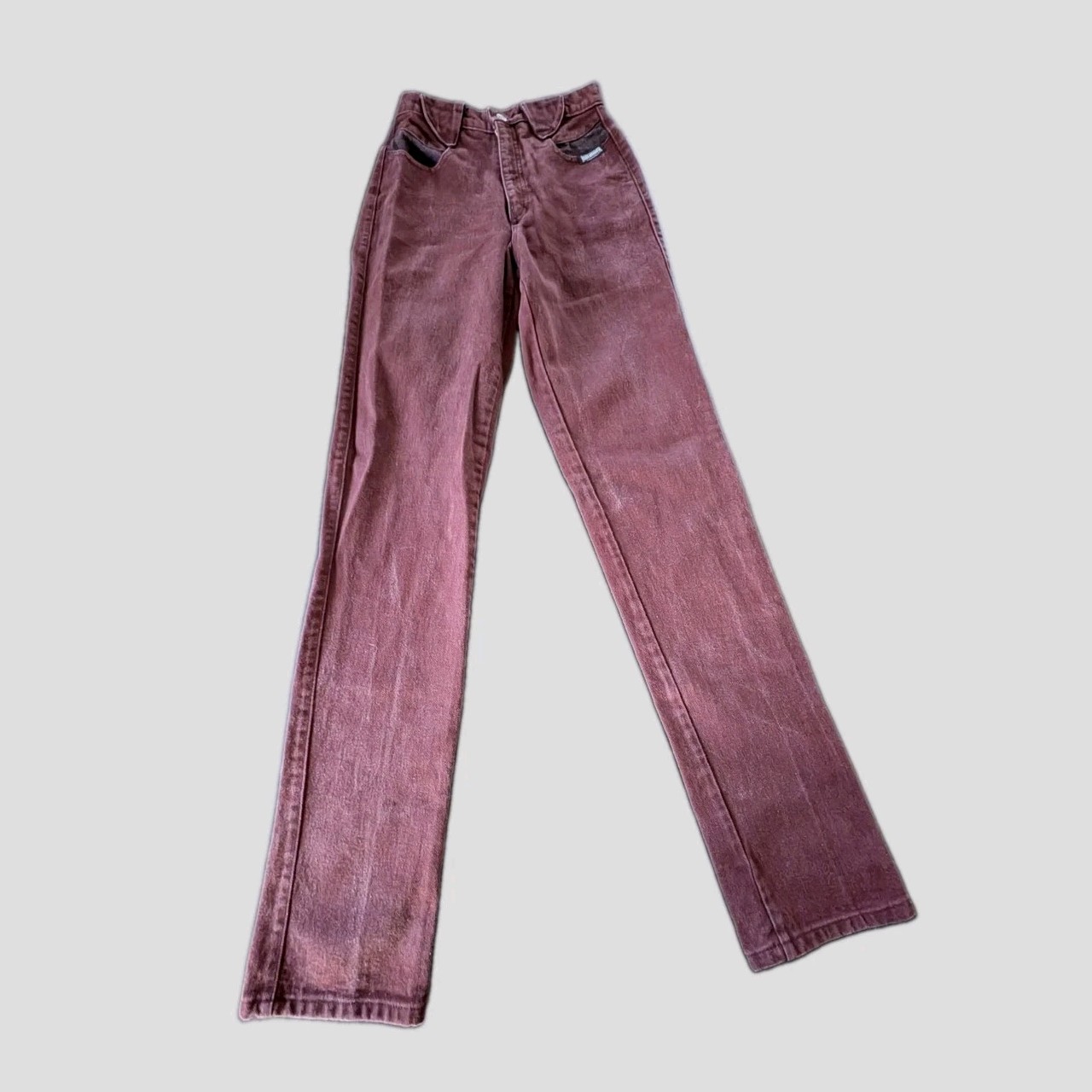 Vintage Roughrider Circle T Maroon Western Bareback Jeans W24 L35 Rare 80’s 90’s