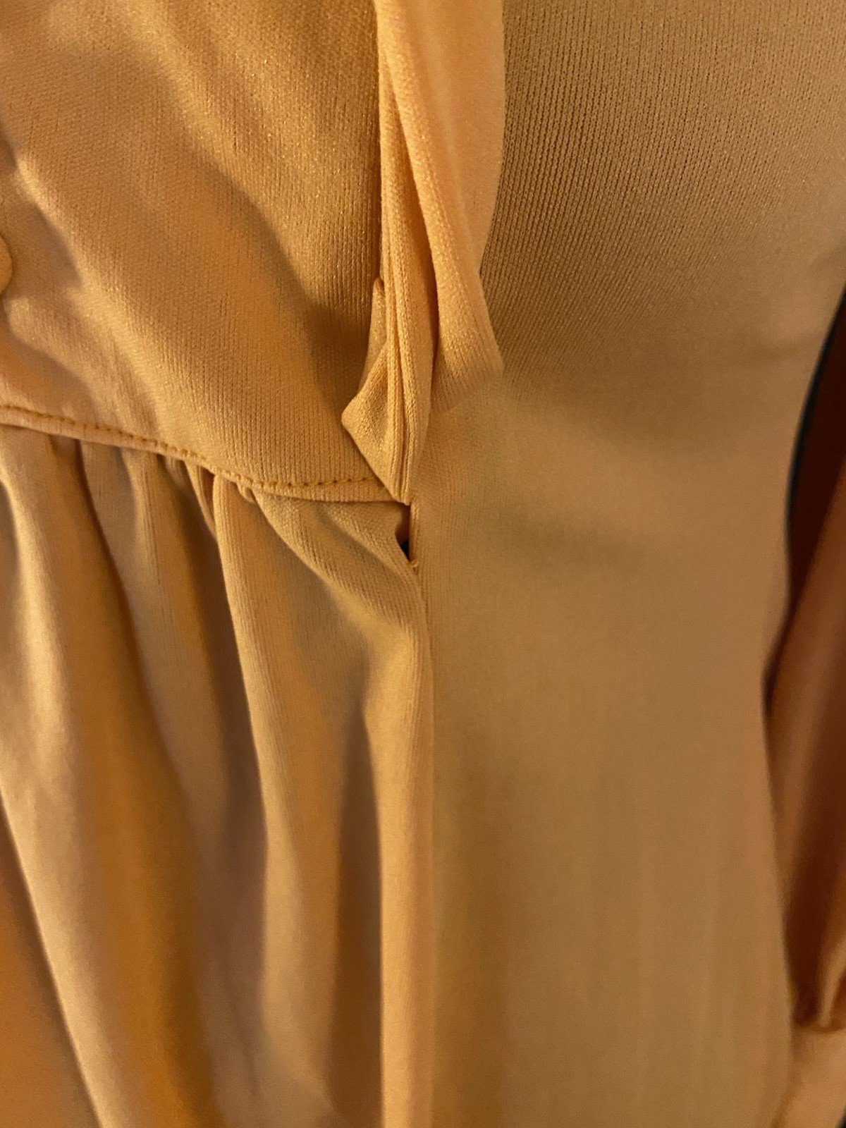VINTAGE HANDMADE 1970s Orange Empire Waist Midi Dress Sz Small