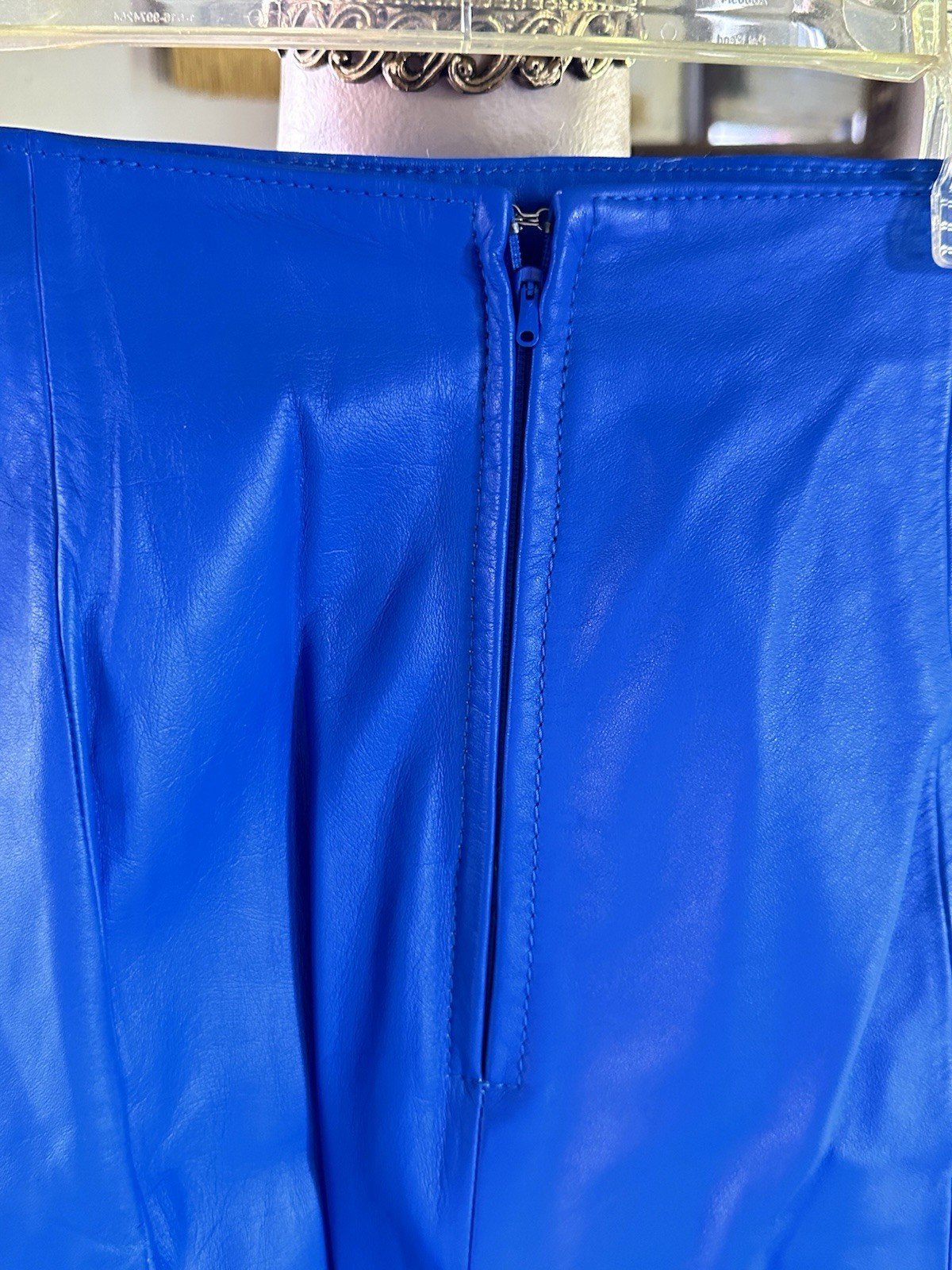 Vintage 80’s Chia Leather Mini Skirt Electric Blue Sz. 12 EUC