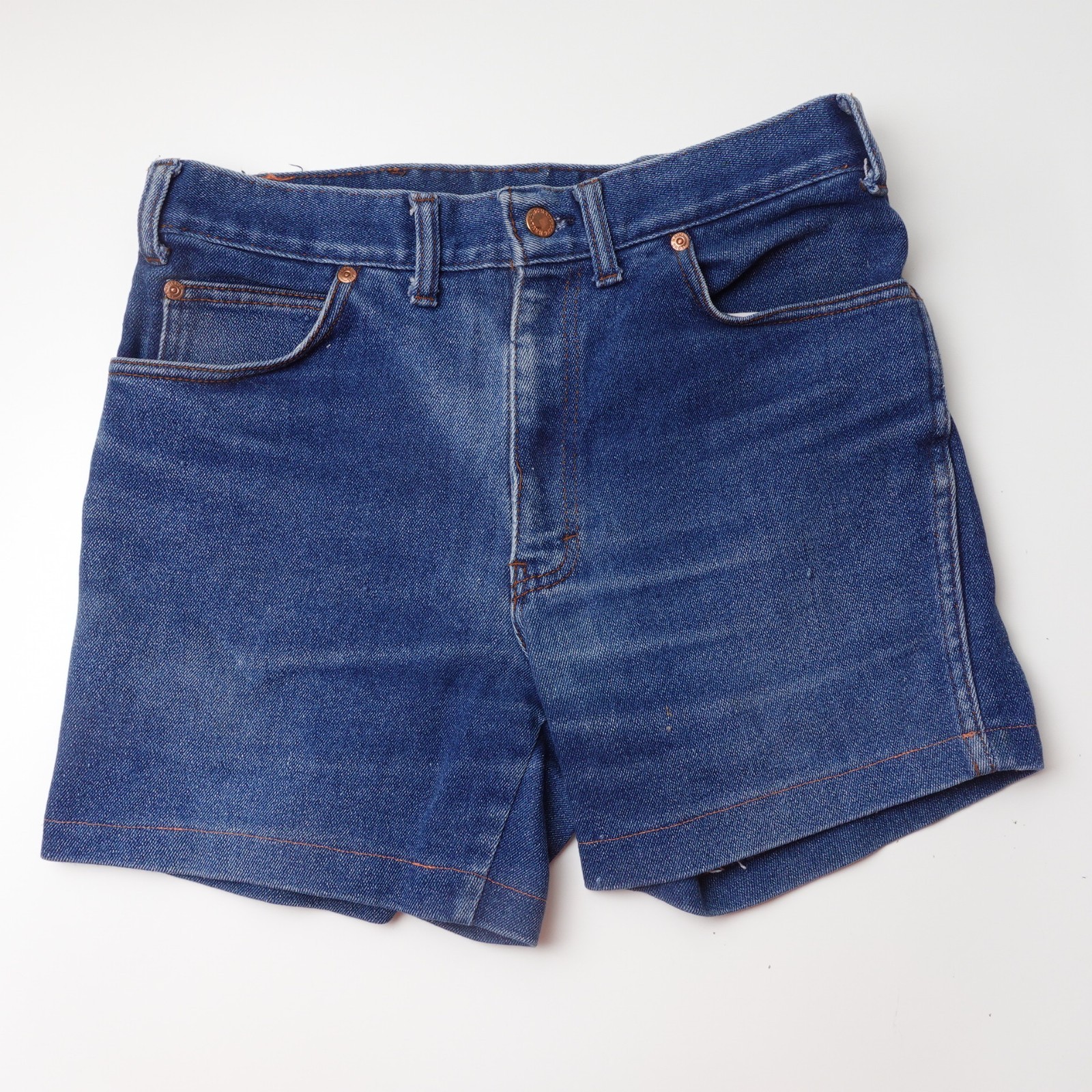Vintage 70s Long Haul Denim Jean Shorts Size 30 5″ Inseam Sun Faded