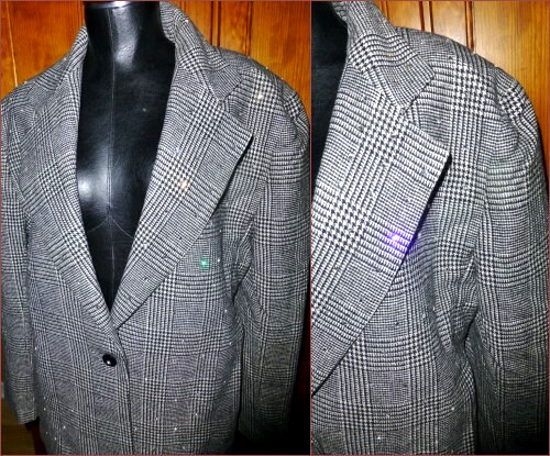 Vtg 80s CRYSTALS Rhinestones Embellished dress Evening Party Blazer Jacket L XL