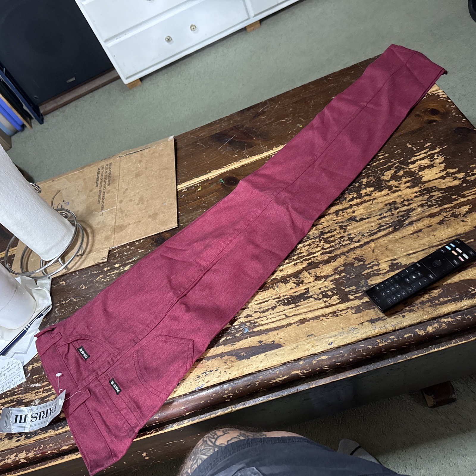 VTG 70’s 80’s PARIS 111 DEADSTOCK DENIM JEANS MAROON DEEP RED W/ TAGS SIZE 3 NOS