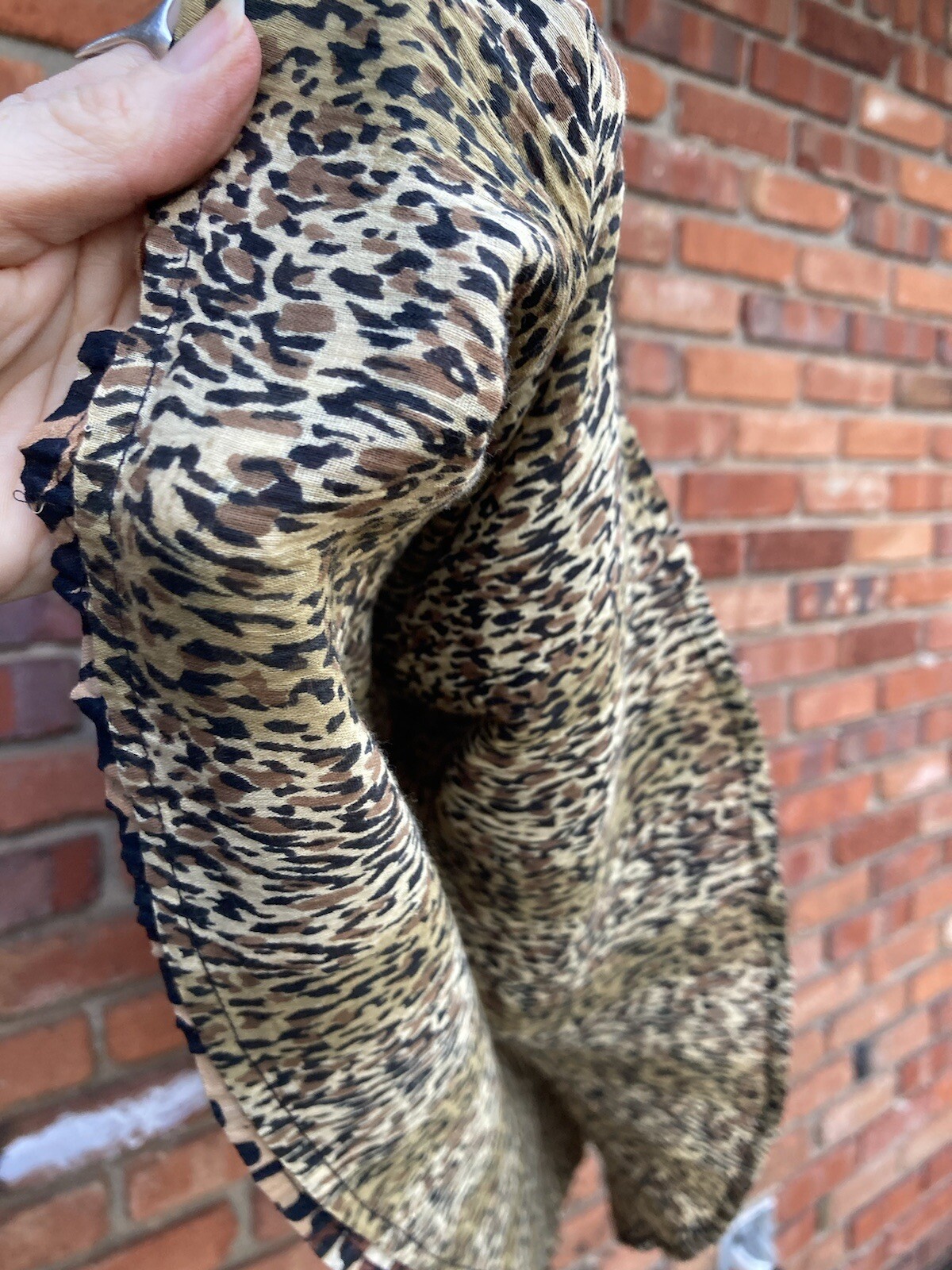 Vintage Zashi INDIA Boho MAXI SKIRT CRINKLED COTTON Animal Print Reversible L