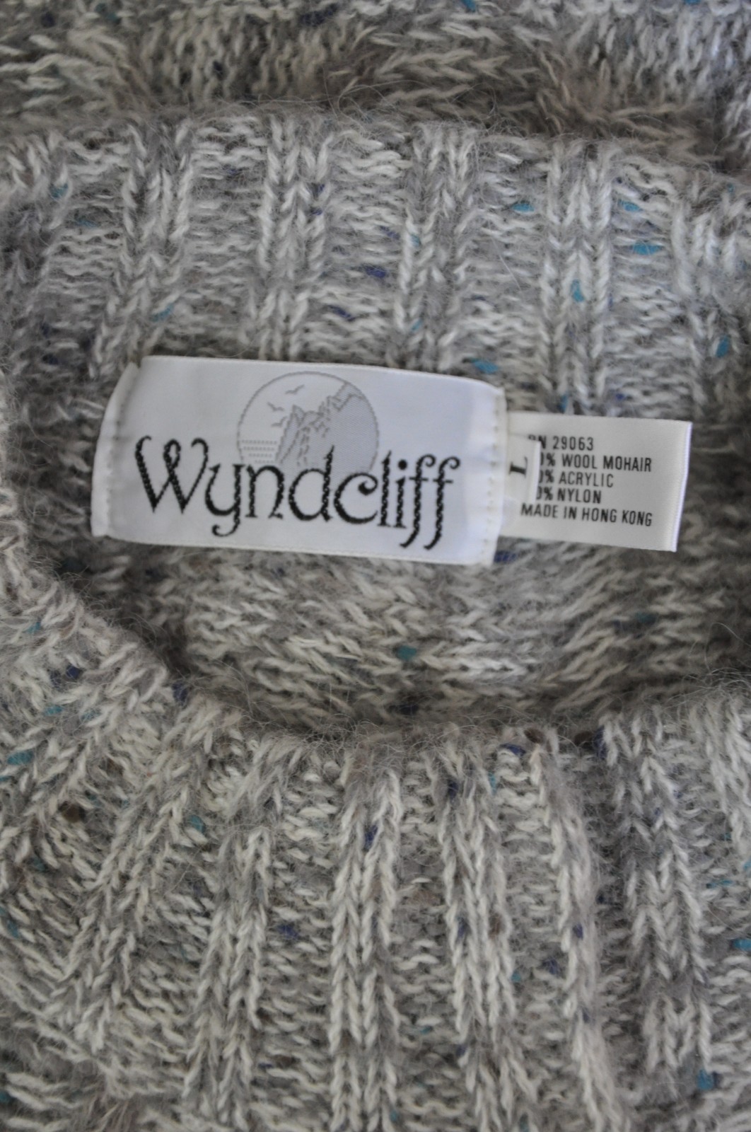 80s Vintage Gray Fuzzy Wool Mohair Buttoned Cardigan Sweater Jacket Women L XL