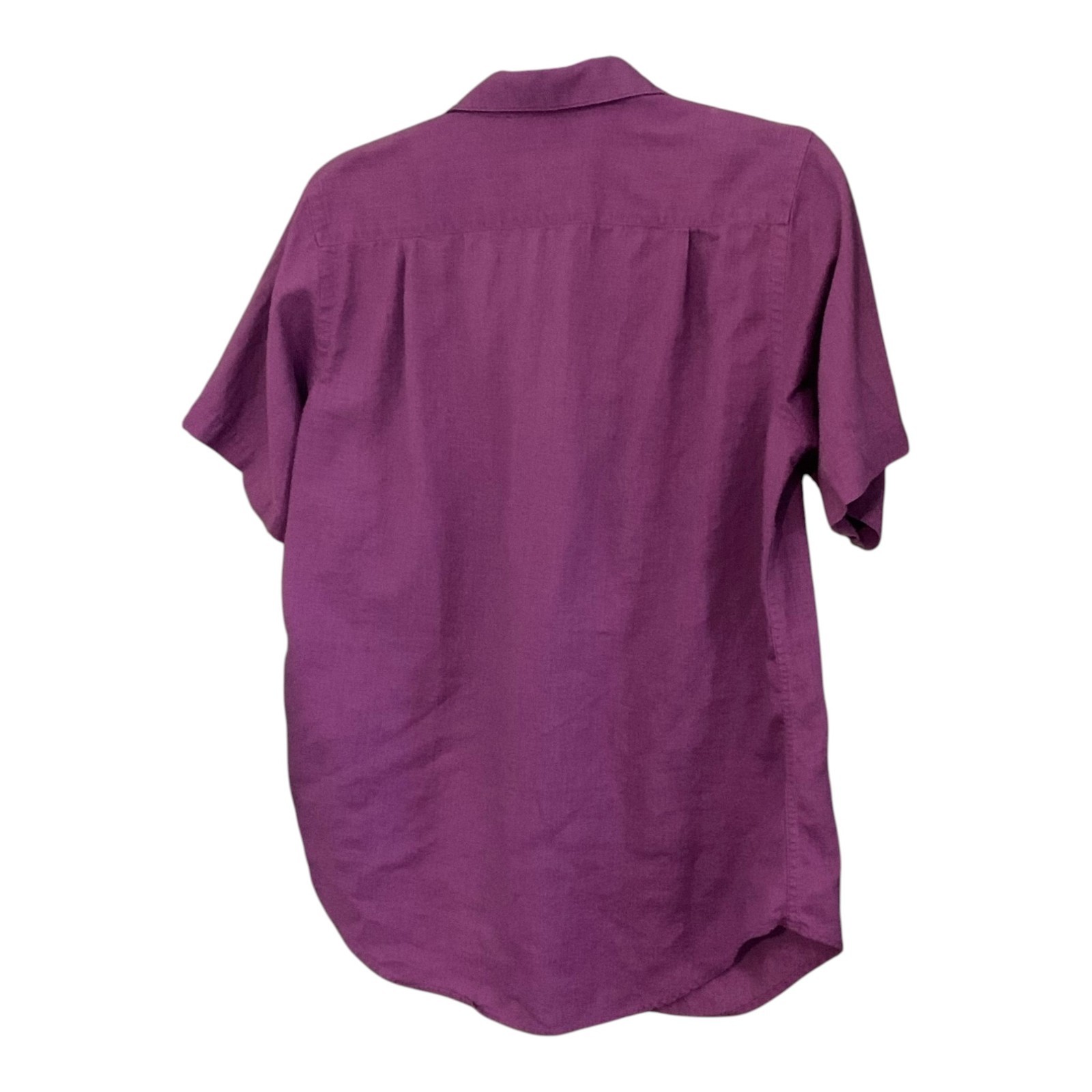 VTG 80s Lands End Purple Short Sleeve Button Down Shirt Size 12 Cotton Blend