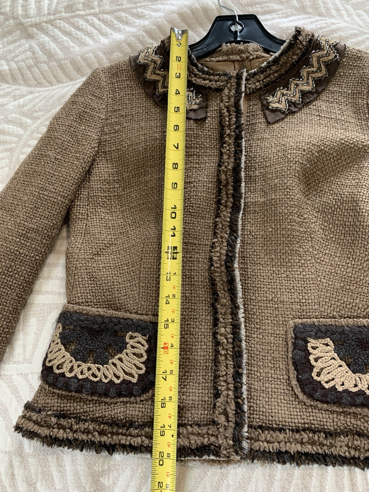 PRADA Classic Tweed Textured Blazer Jacket In Wool Sz 40 Vintage