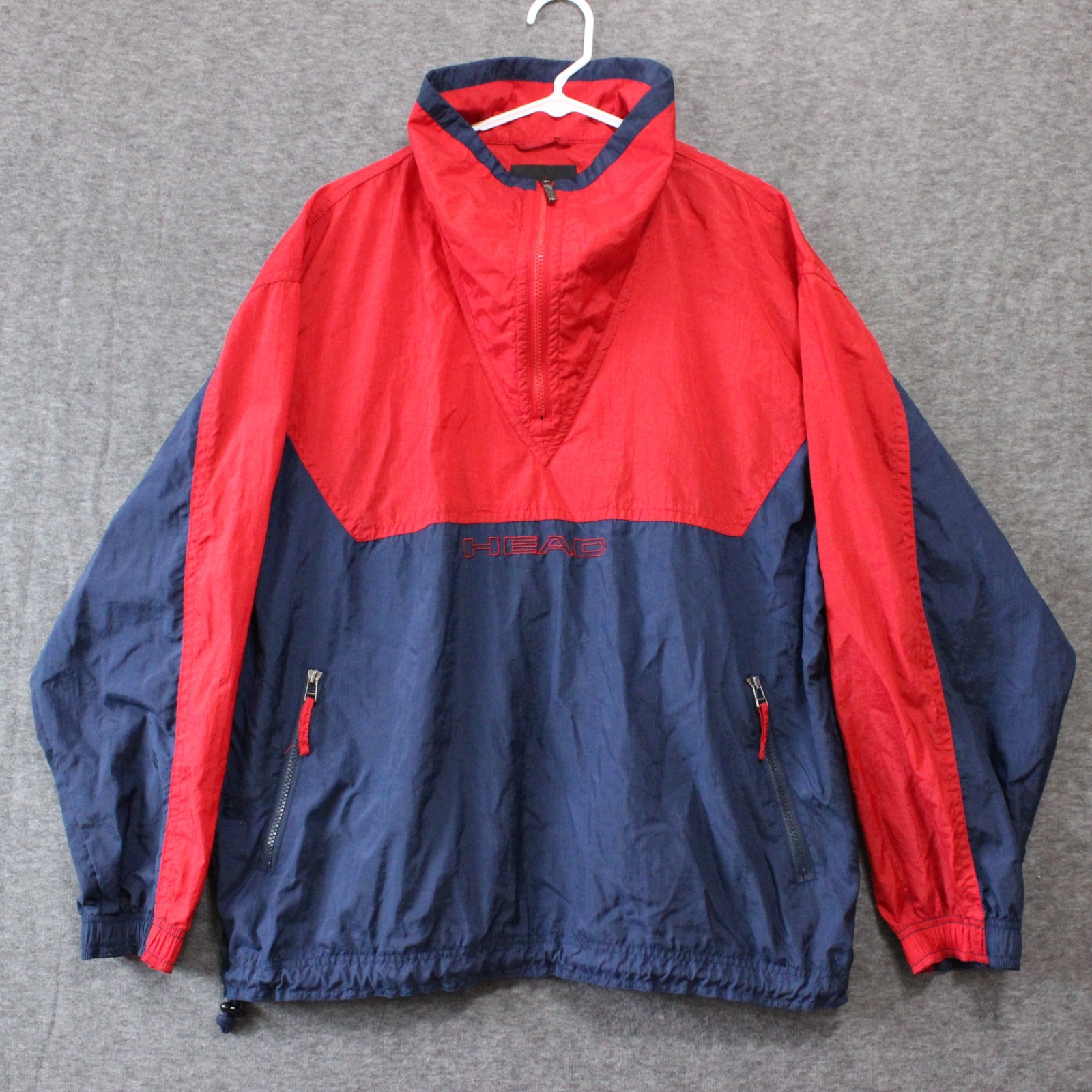 Head Vintage 1/4 Zip Red/Blue Tennis Sportswear Windbreaker Sz Large 90’s Nylon