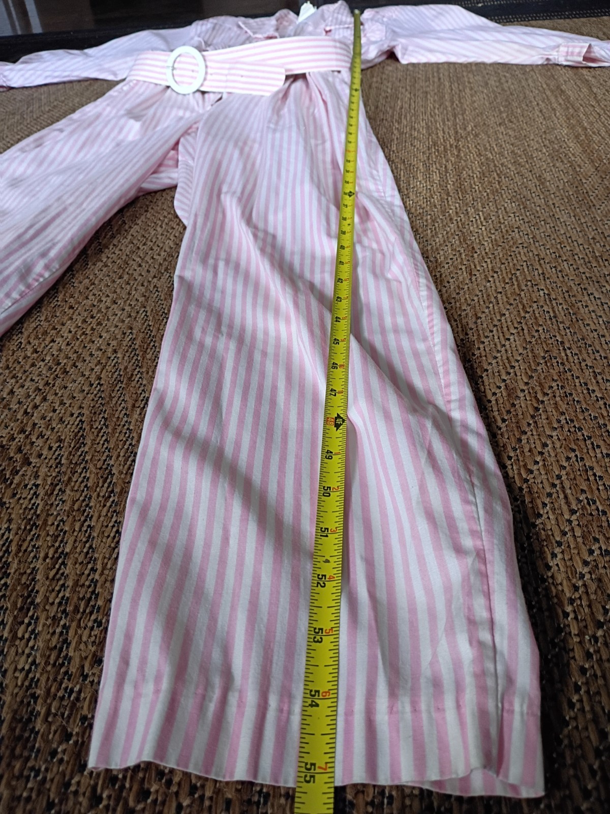 Women’s Vintage Size 11 or XL, 80’s Pink Stripes Jump Suit W/ Belt Algo-Ettes