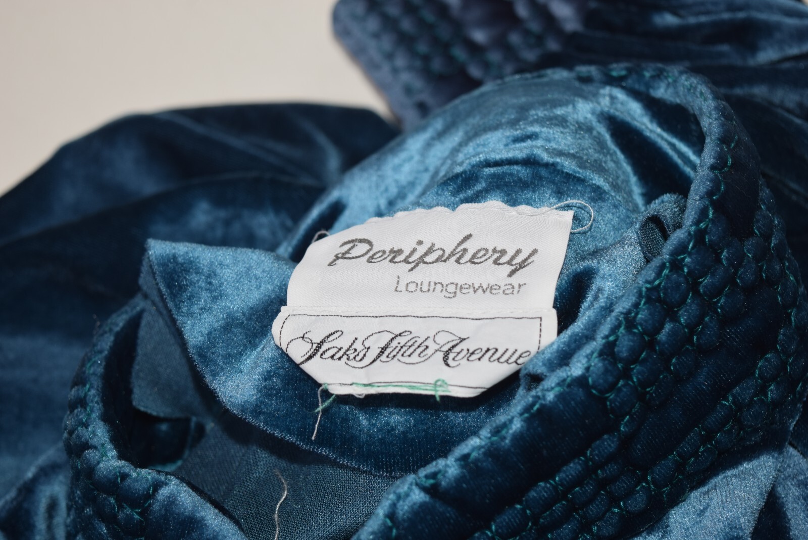 Vintage Periphery Dress Womens 4 Blue Velour Loungewear House Saks Fifth Ave