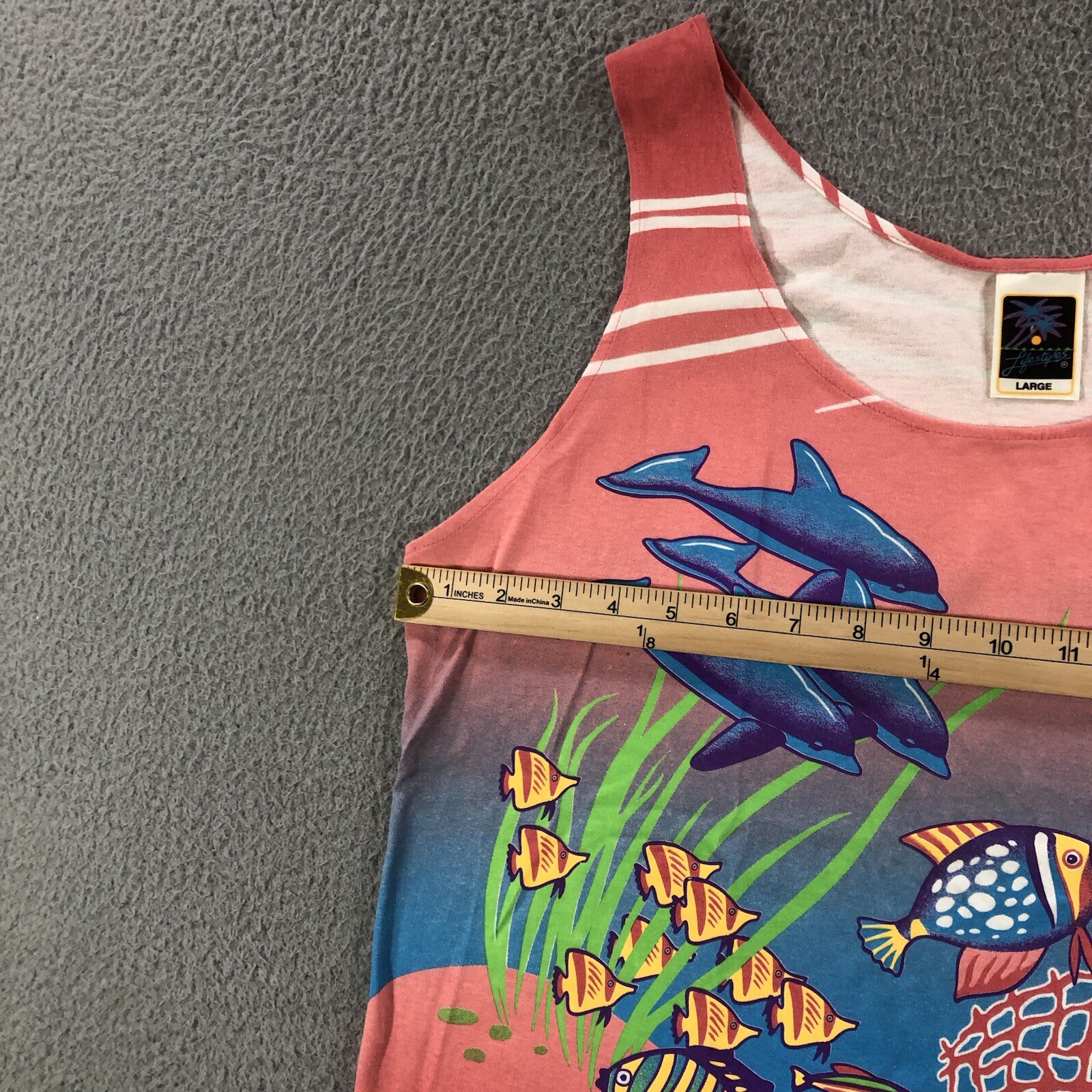 Vtg 90’s Lifestyles Resort Wear Tank Top Women’s L Pink AOP Hawaii Crazy Shirt