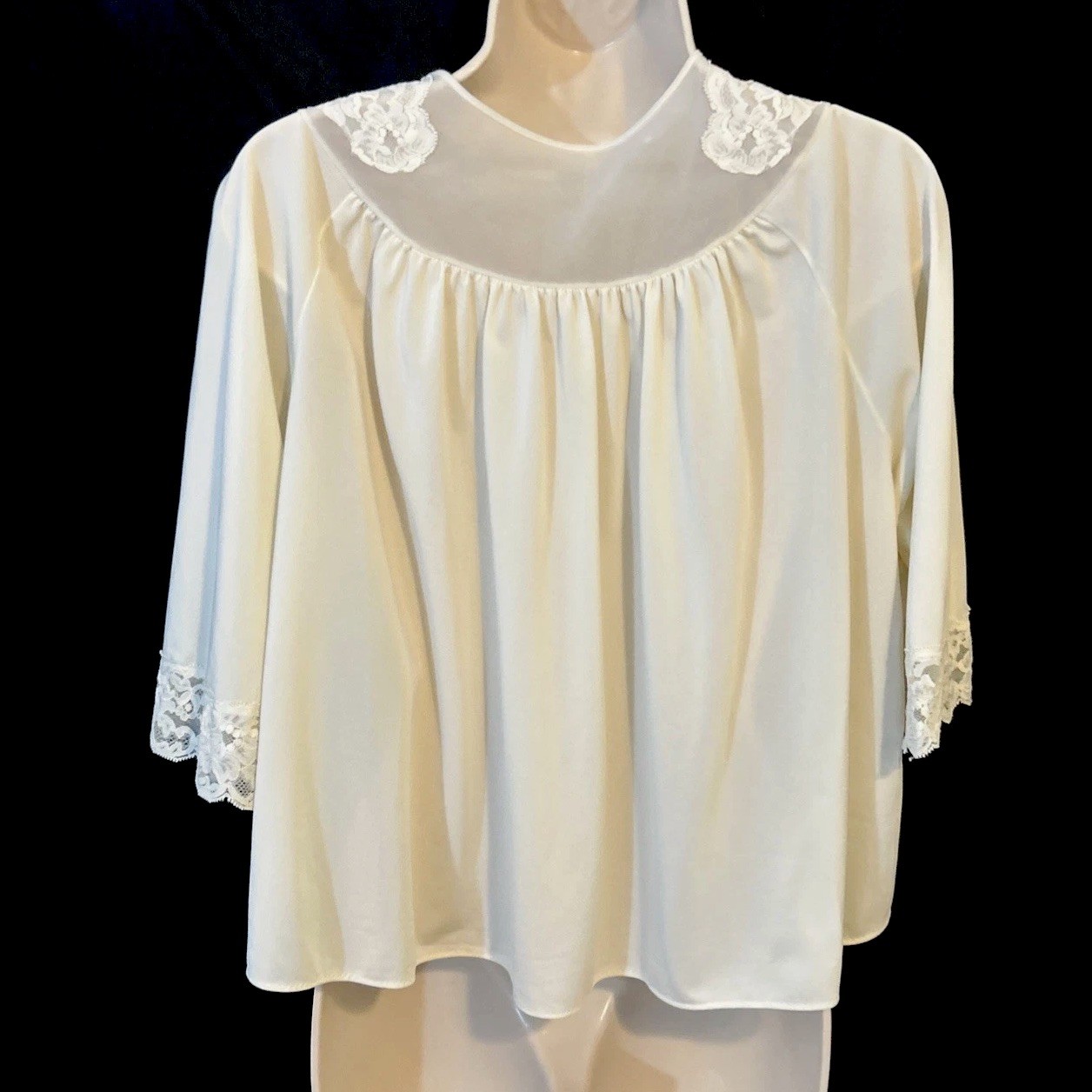 Vintage Shadow Line Caplet Robe Sz Small White Short, Classy Lingerie, ￼Lace￼