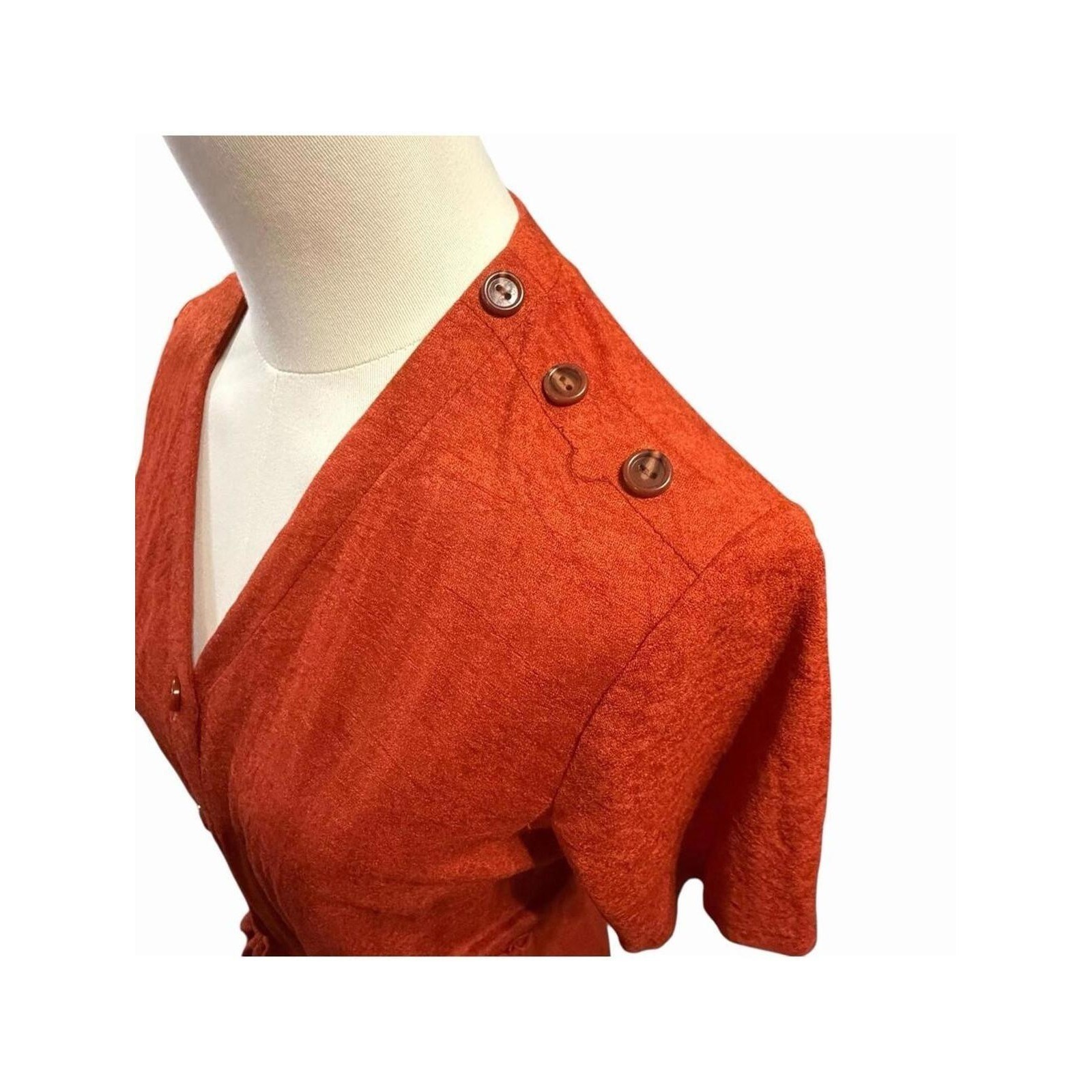 Frederick’s of Hollywood Faux Suede Button Midi Dress Terracotta S Vintage Boho
