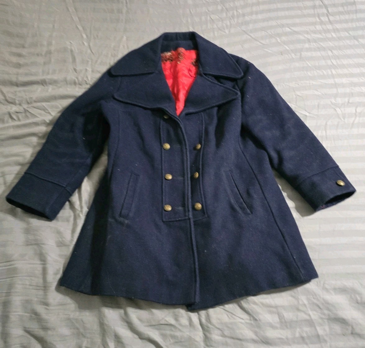 Vintage 50s Navy Blue Wool Pea Coat