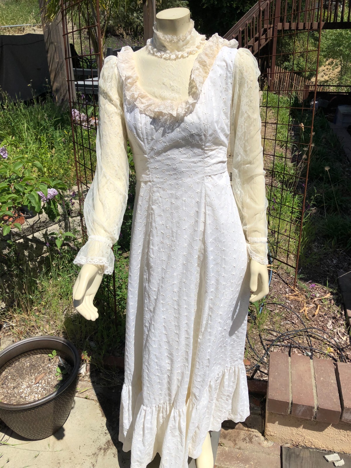VTG Susan Lane Country Elegance Cottagecore Prairie Lace Wedding Dress sz 10