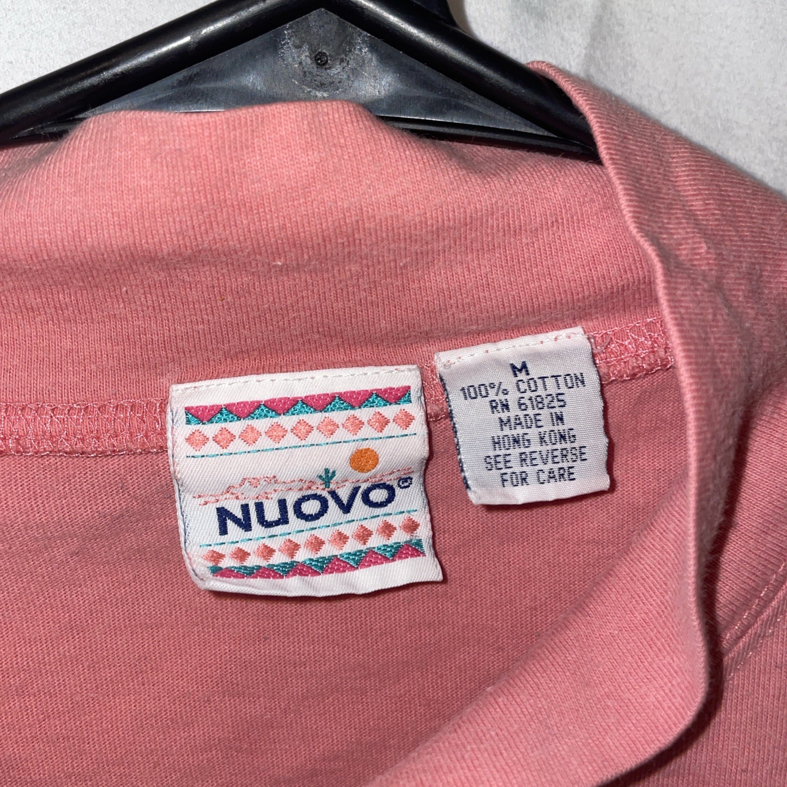 Vintage Nuovo Aztec Shirt Mens Medium Pink Southwest Cowboy Ranch Rodeo 90s