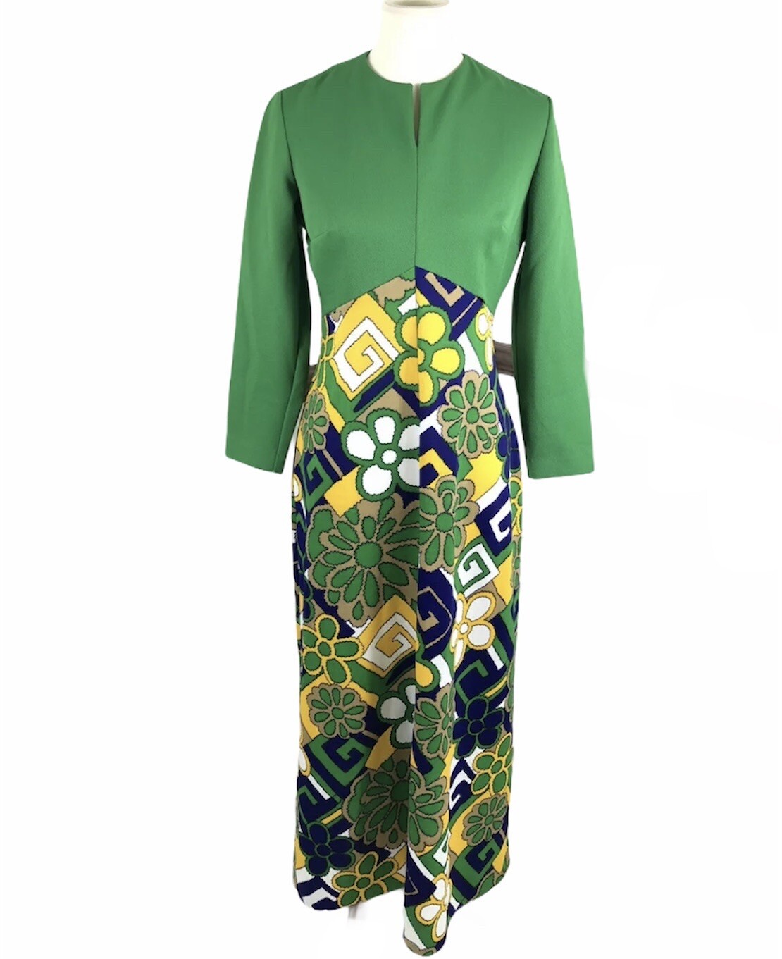 VTG Puritan Forever Young Dress 1960s 1970s Green Floral