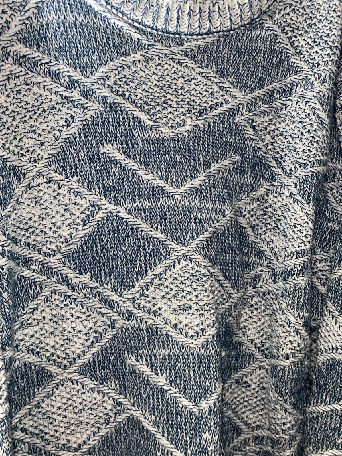 Vtg Moulin Rouge Cropped Sweater Geometric Textured Sz L