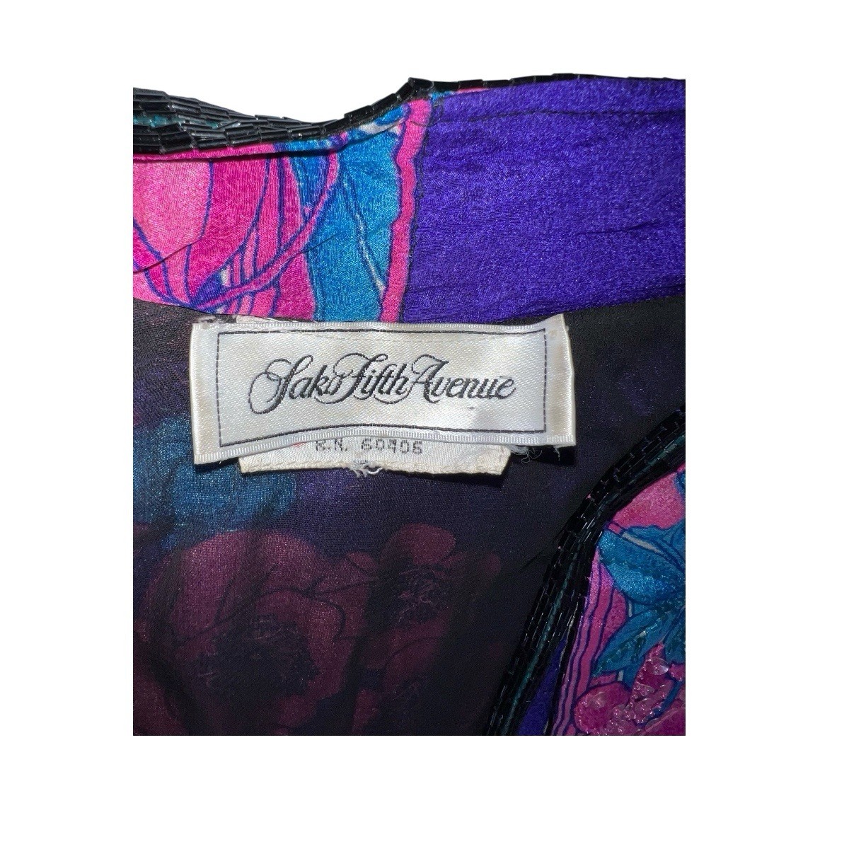 VTG JUDITH ANN CREATIONS SAKS FIFTH AVE SILK SEQUIN BEAD KIMONO JACKET NEW WAVE