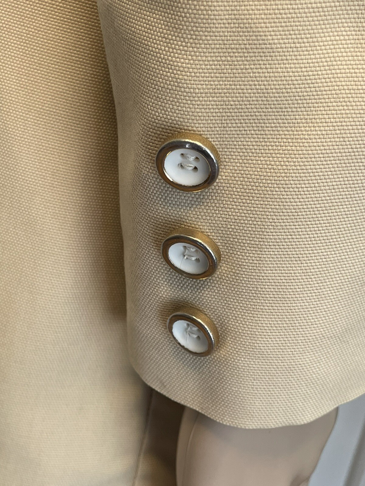 Vintage Jerold Outer Banks Collection XS Beige Double Breasted Lined Jacket Coat