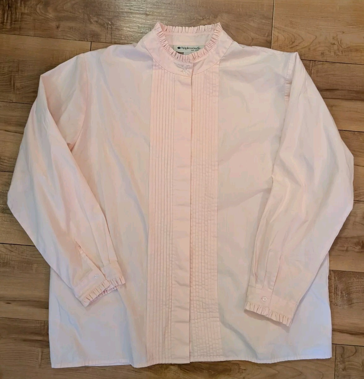 Vintage Appleseed’s Pink Tuxedo Secretary Blouse Romantic & Classic Preppy Sz 18