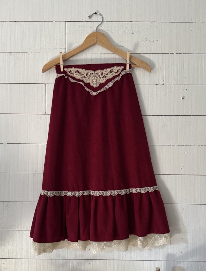 VTG Miss Rodeo America Western Cowgirl Red Lace Skirt Sz 5/6
