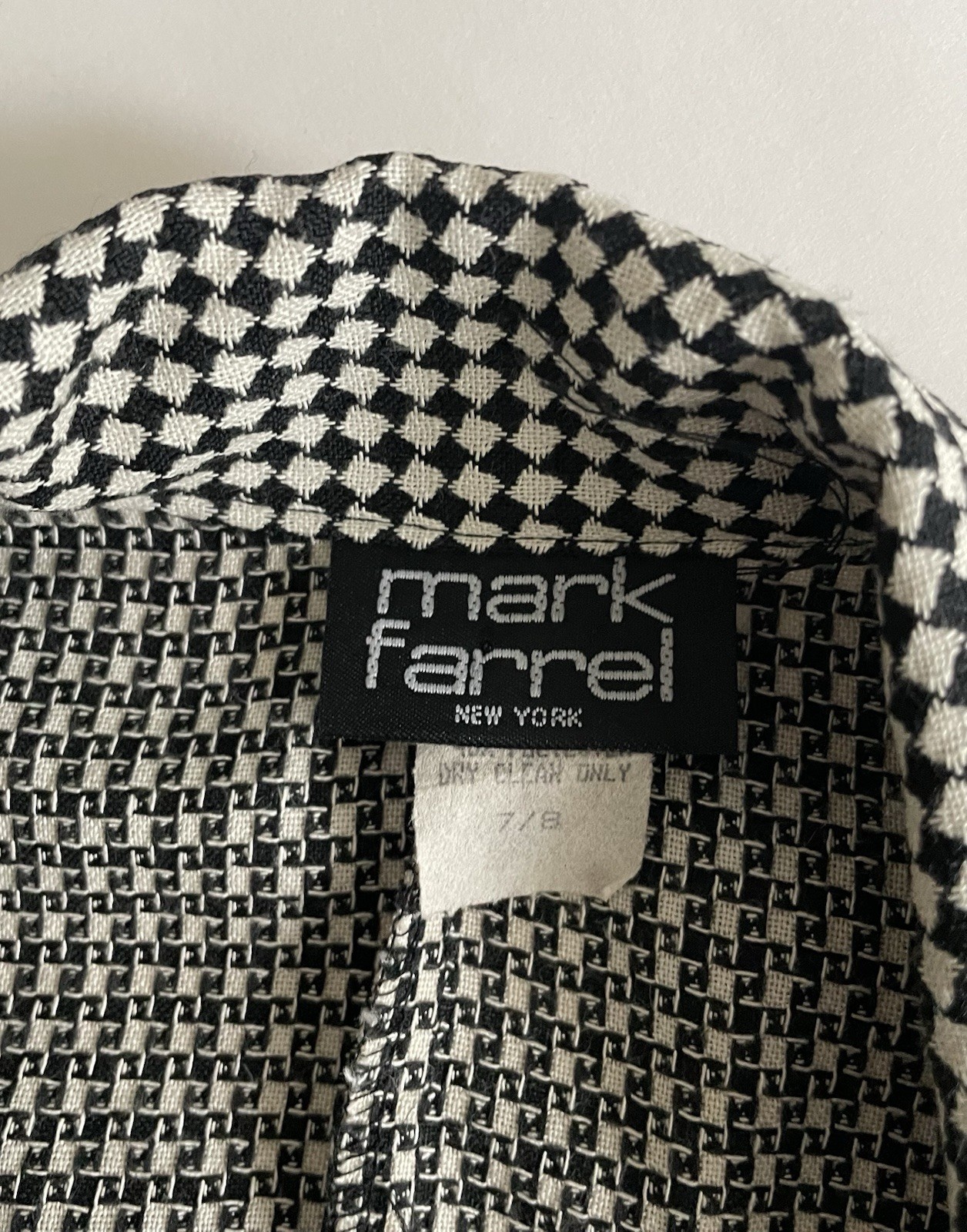 Vintage Black and White Checkered Double-Breasted Blazer By Mark Farrel Size M