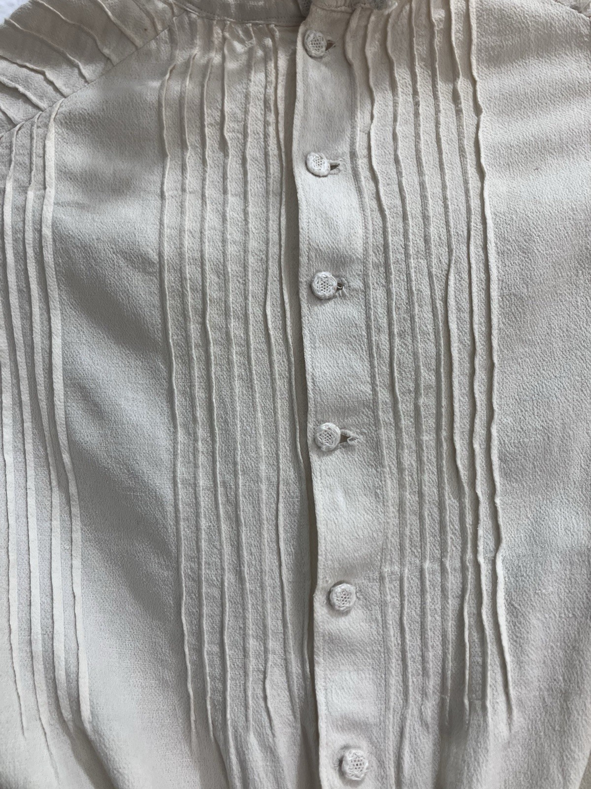 VTG ANTIQUE 1900’s Victorian Edwardian High Neck PinTuck Eyelet Lace Appliqués