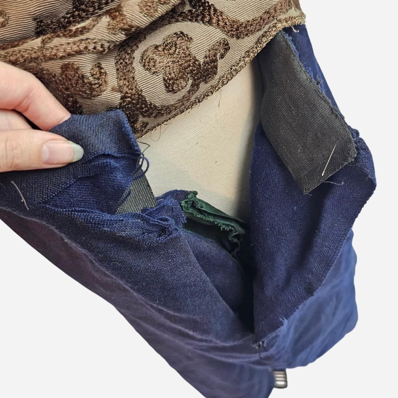 Antique Wool Navy Blue Maxi Skirt 1910s Edwardian As is Victorian Overskirt