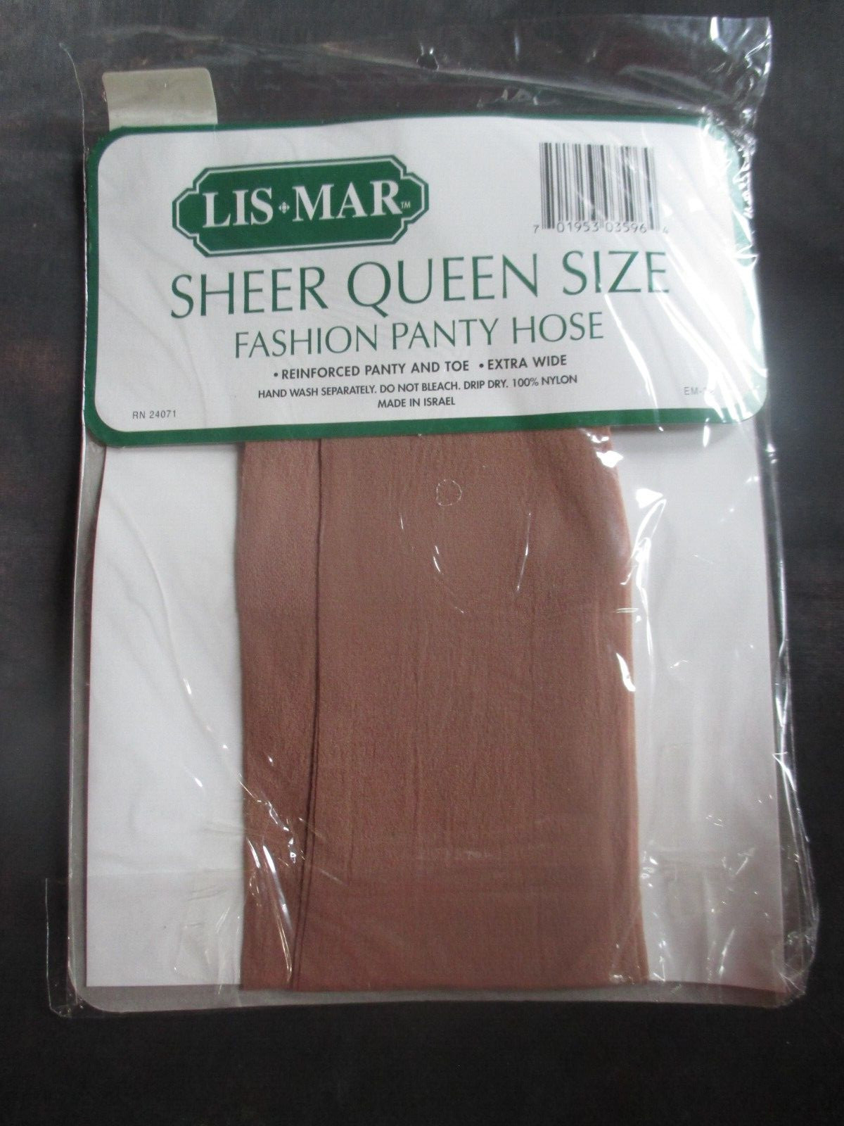 LIS*MAR Vintage SUNTAN Nylon PANTYHOSE-QUEEN-Fits 1X-4X- 160-235 lbs – 1980s